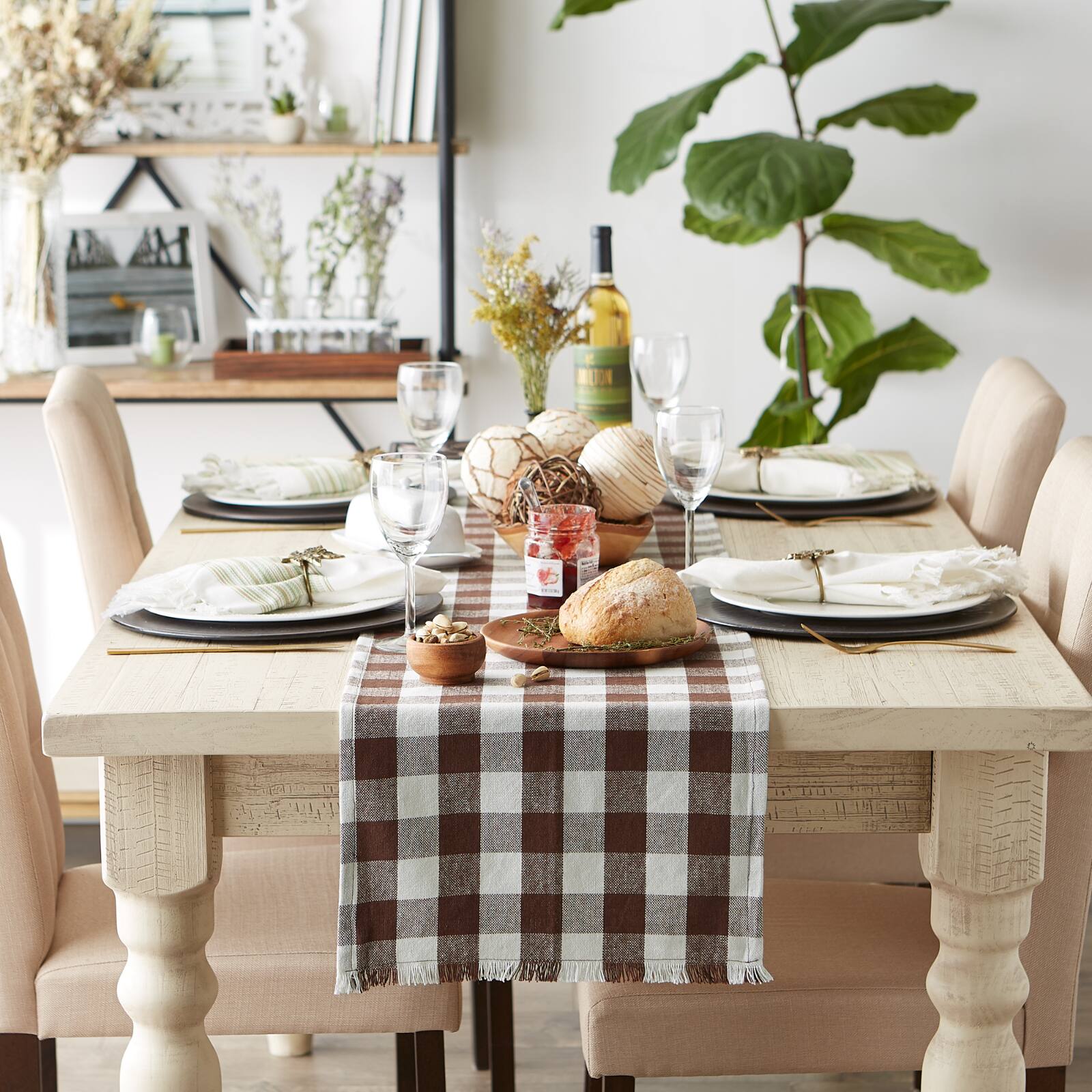 DII® 72" Heavyweight Check Fringed Table Runner