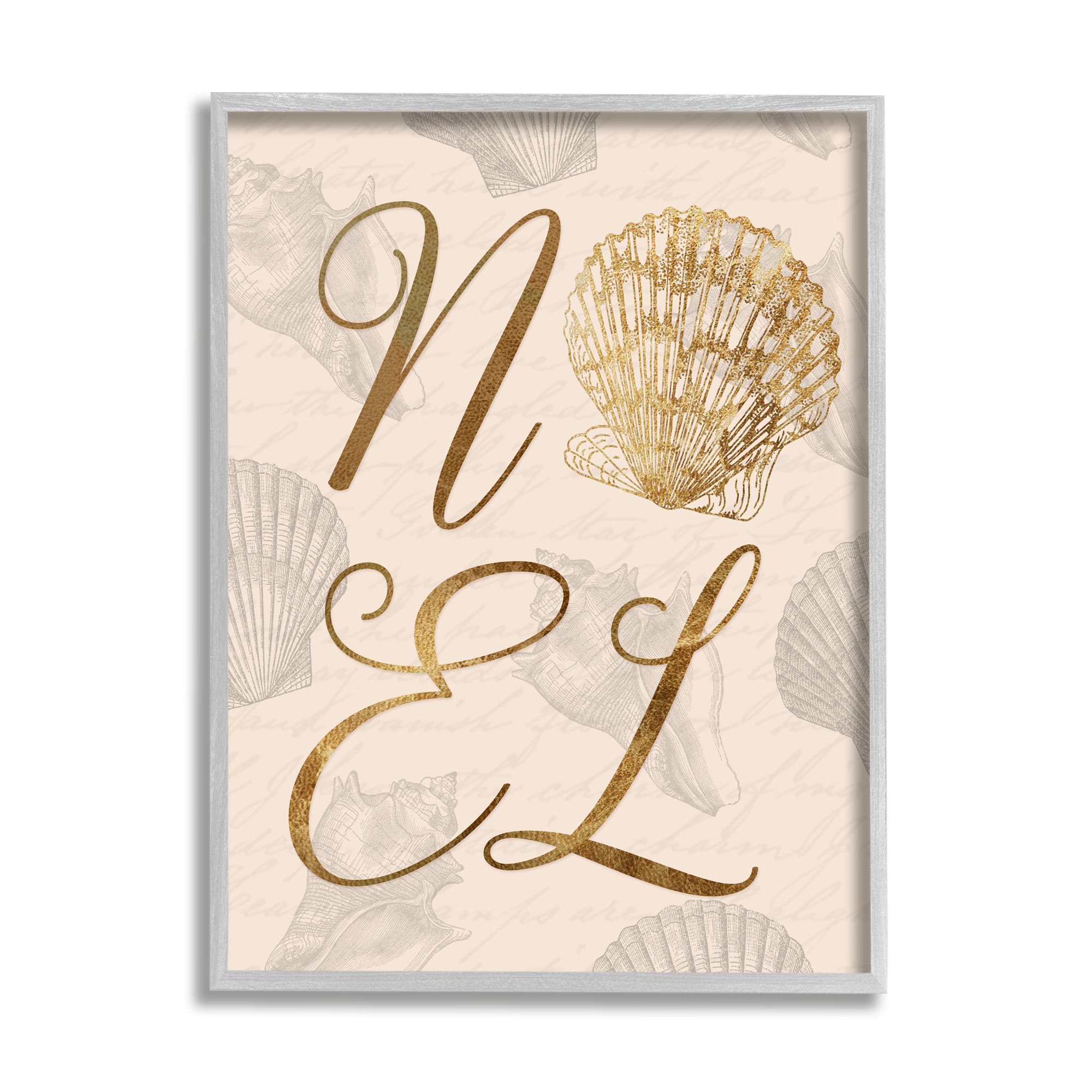 Stupell Industries Noel Holiday Seashell Detail Framed Giclee Art
