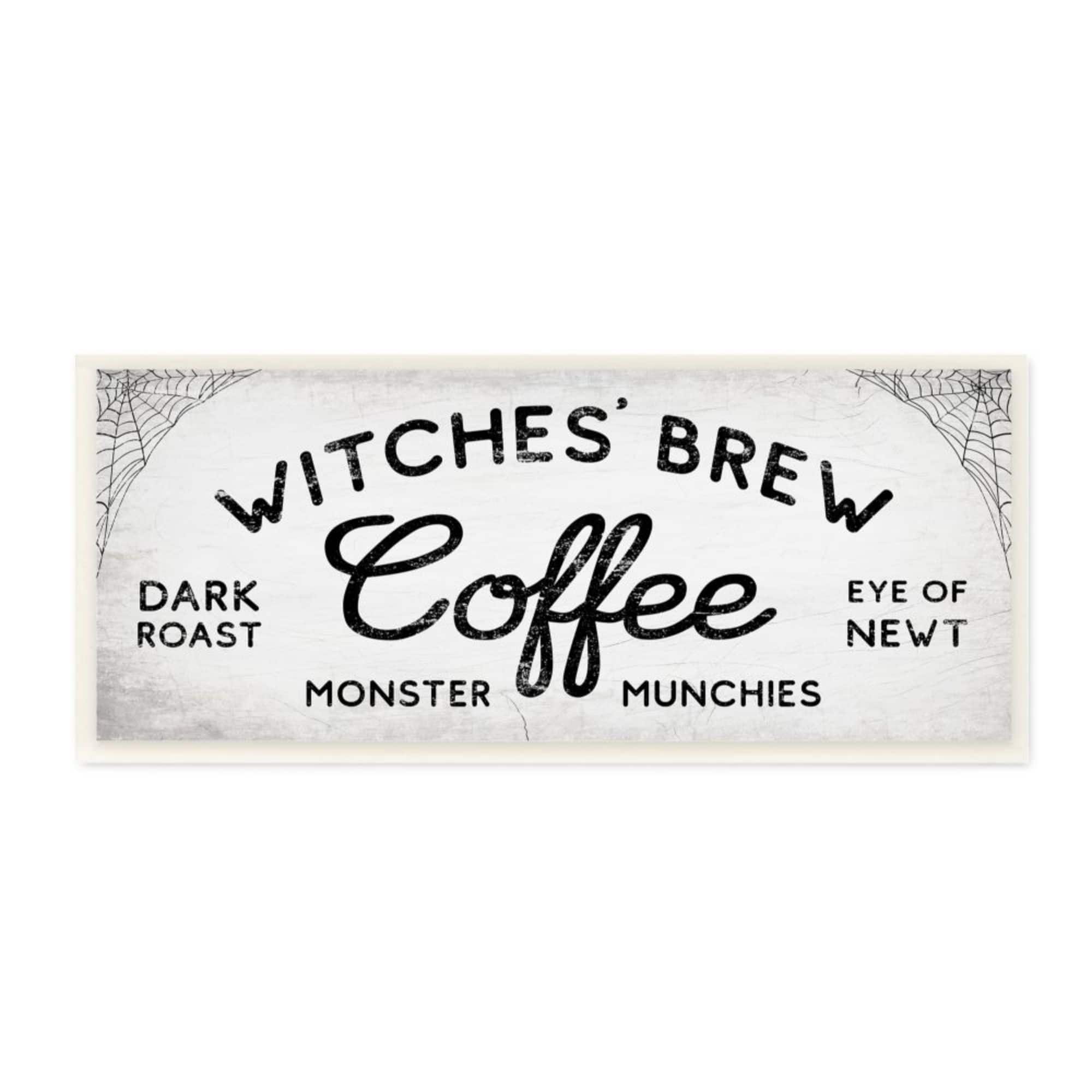 Stupell Industries Witches' Brew Coffee Charming Halloween Design Wood Wall Plaque