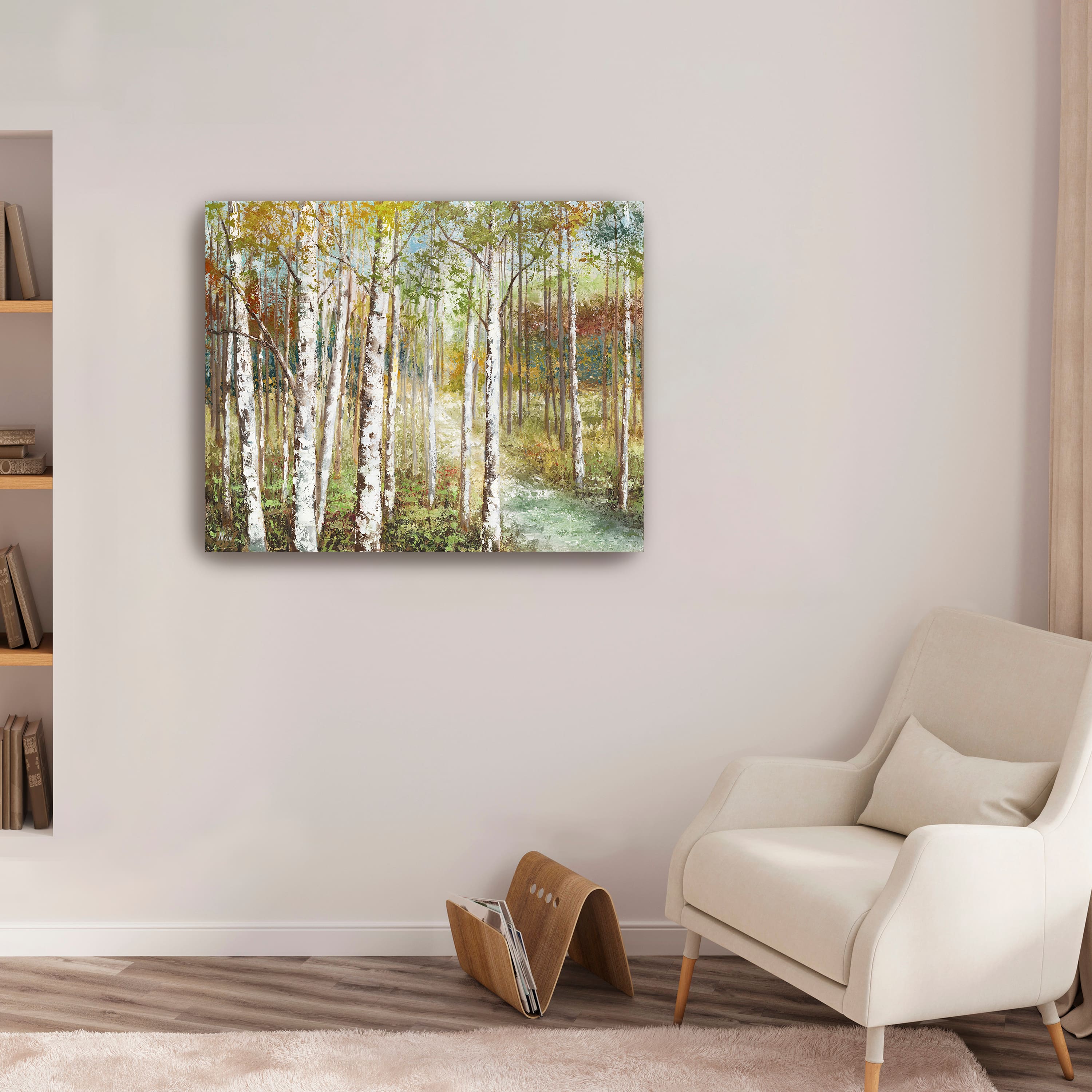 Warm Spice Birch Path Canvas Giclee