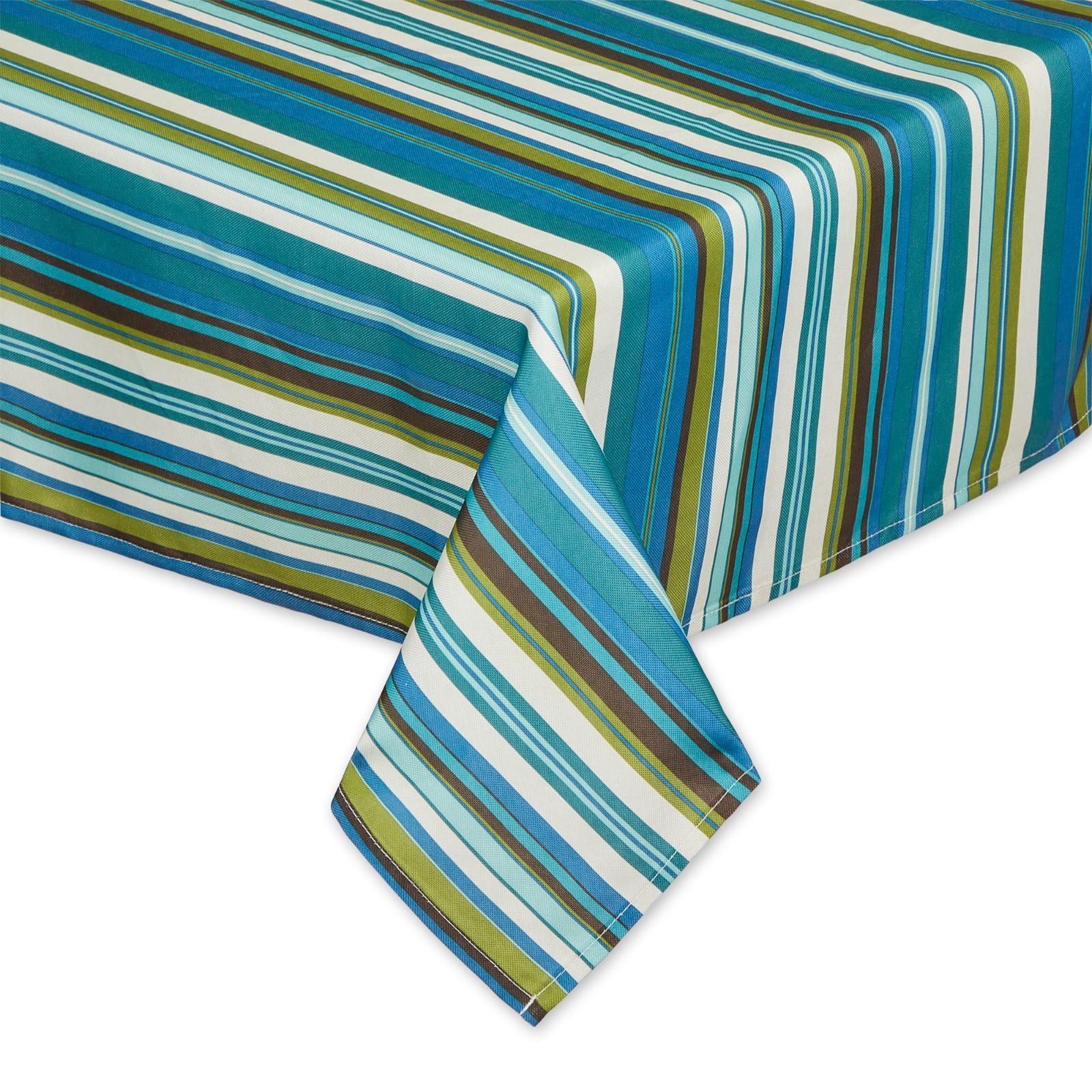 Beachy Stripe Print Outdoor Tablecloth with Zipper, 60" x 120"