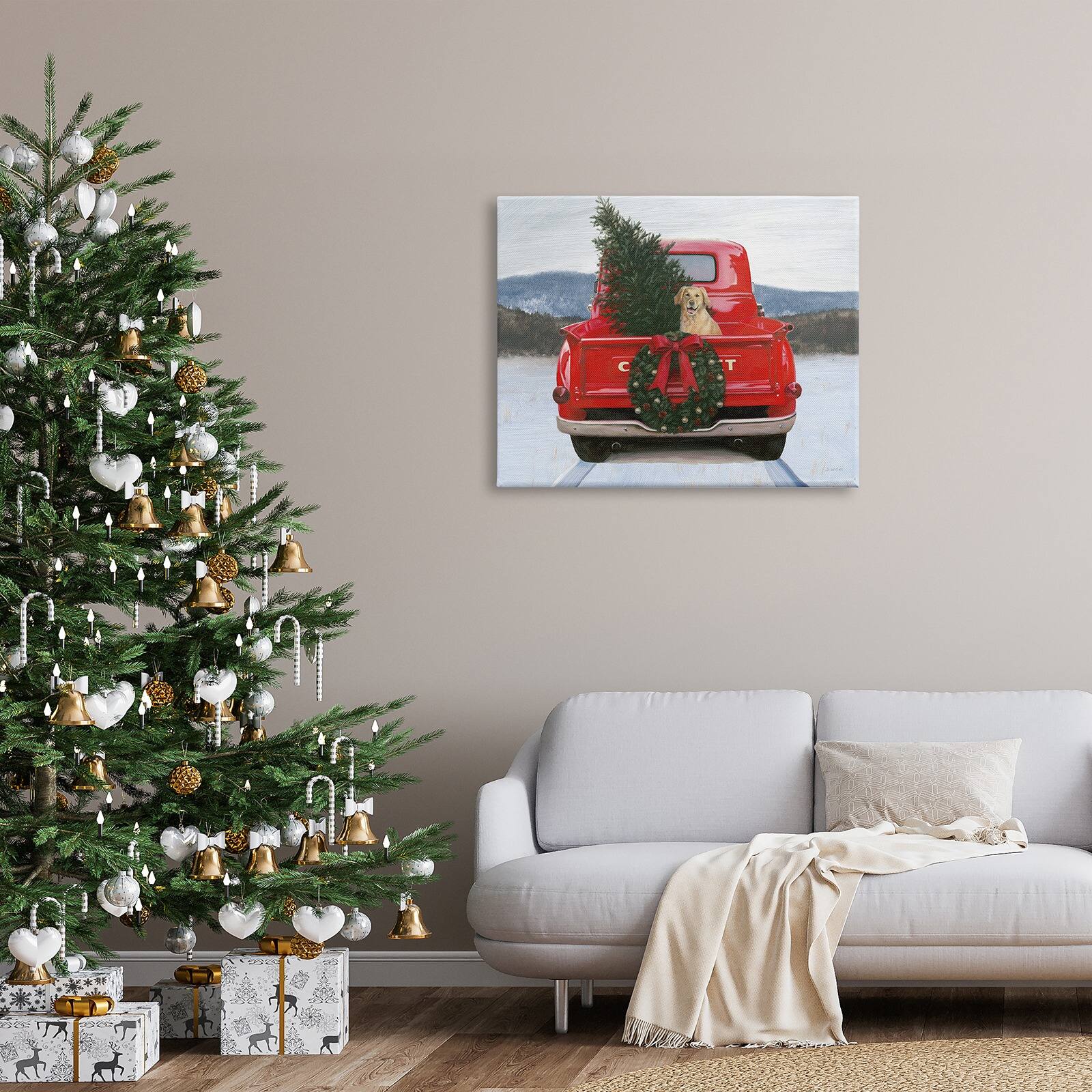 Stupell Industries Holiday Tree in Truck Canvas Wall Art