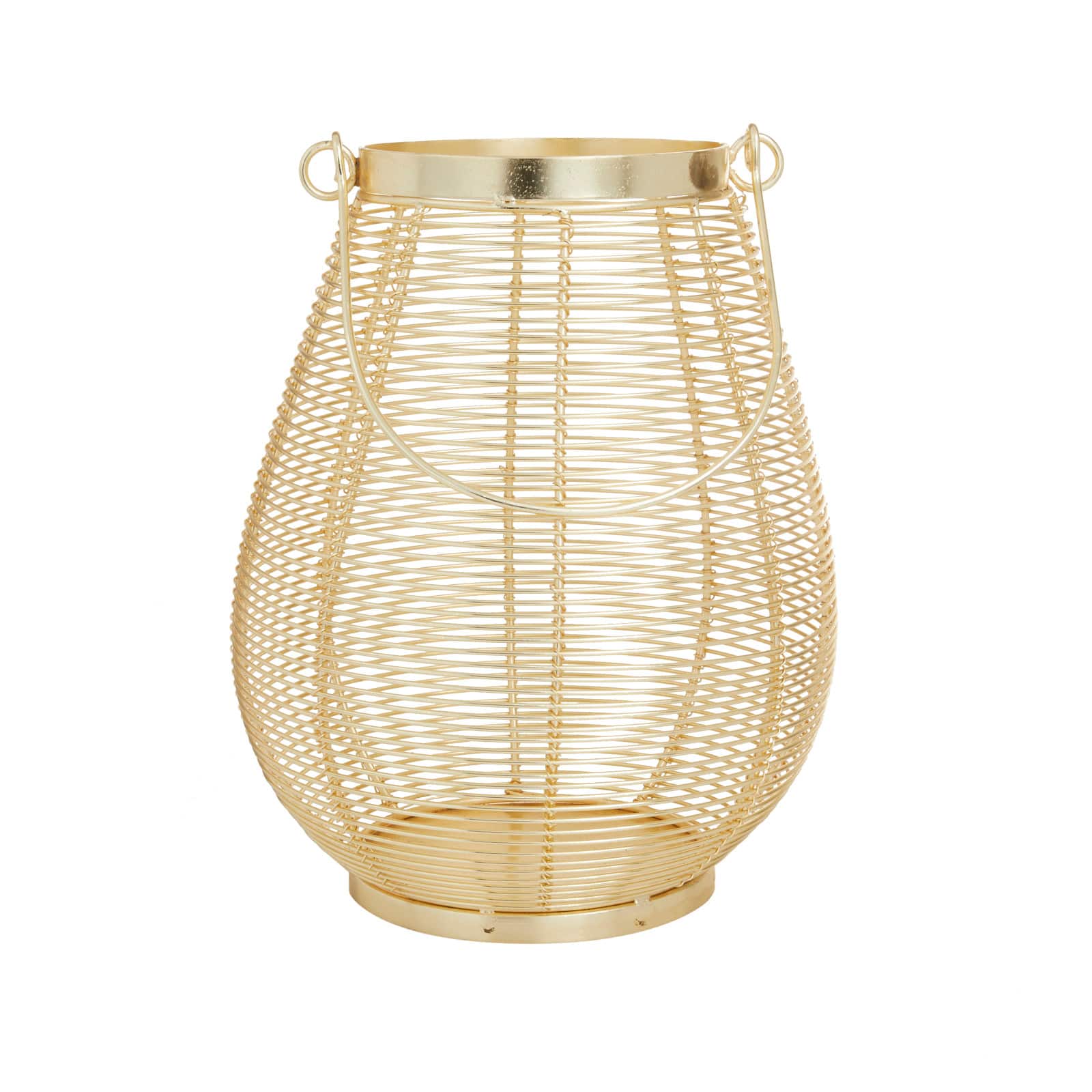 Gold Iron Glam Lantern, 11" x 8" x 8"