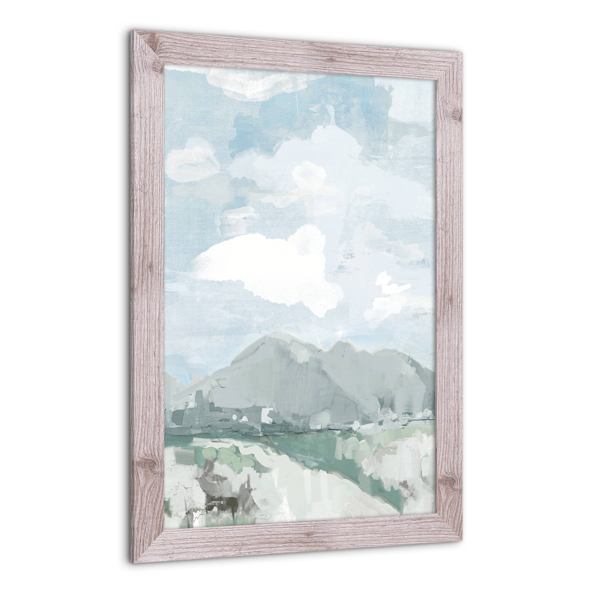 Abstract Mountains 20" x 30" Western White Framed Print