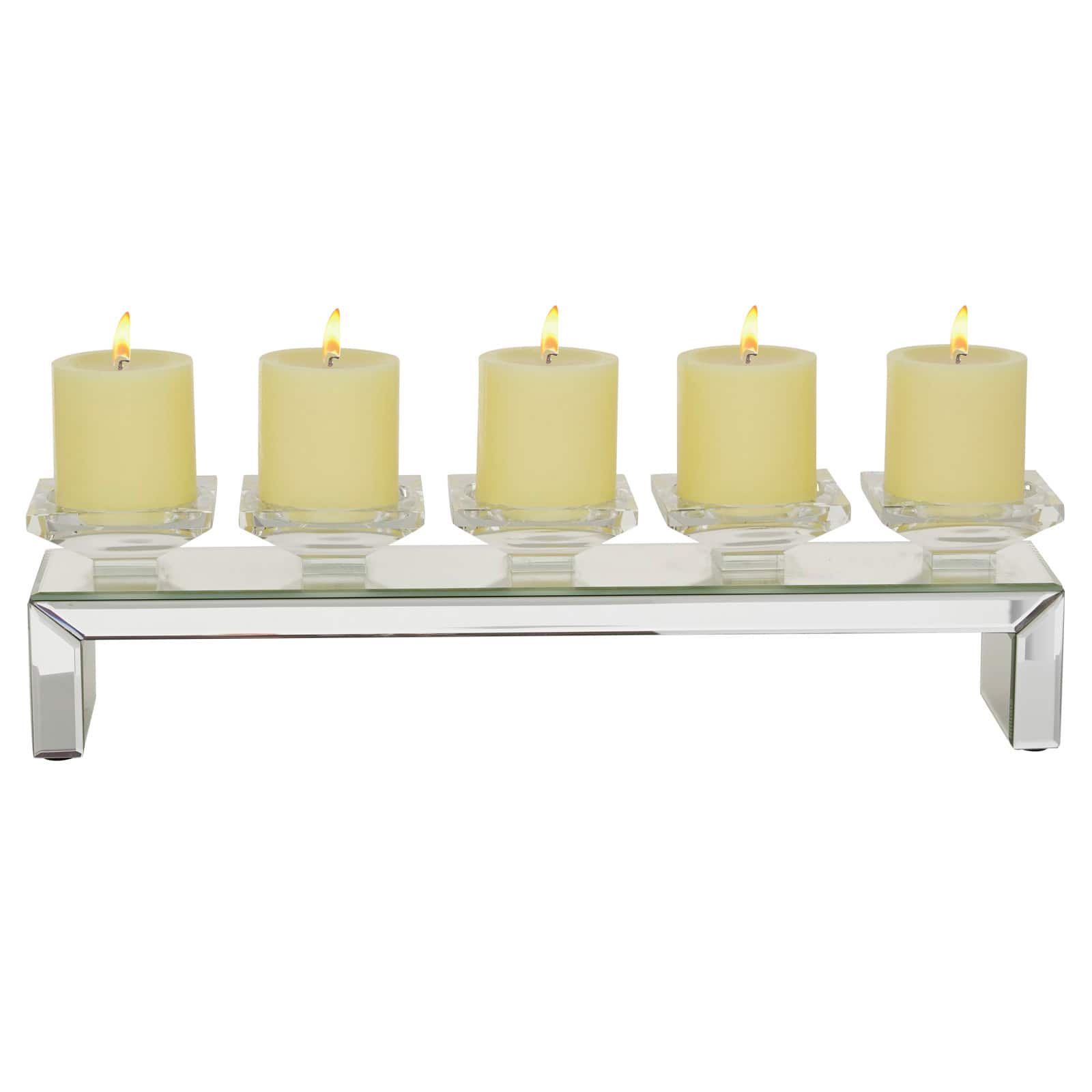 20" Clear Wood Glam Candlestick Holder