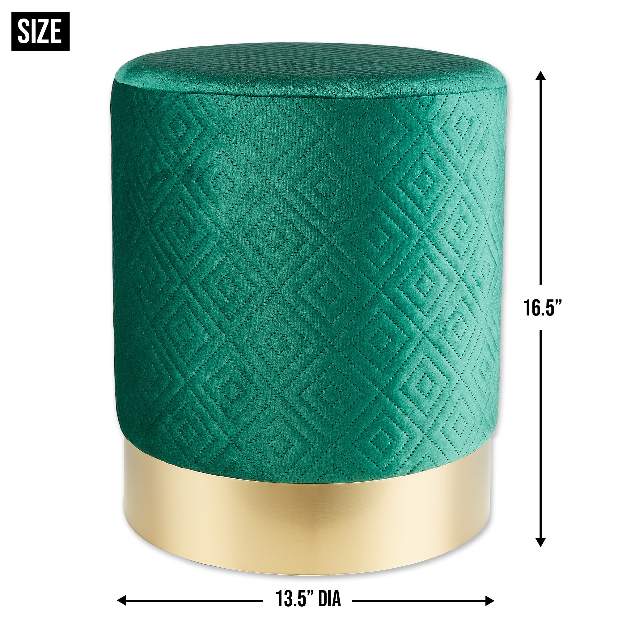 16.5" Green Velvet Stool