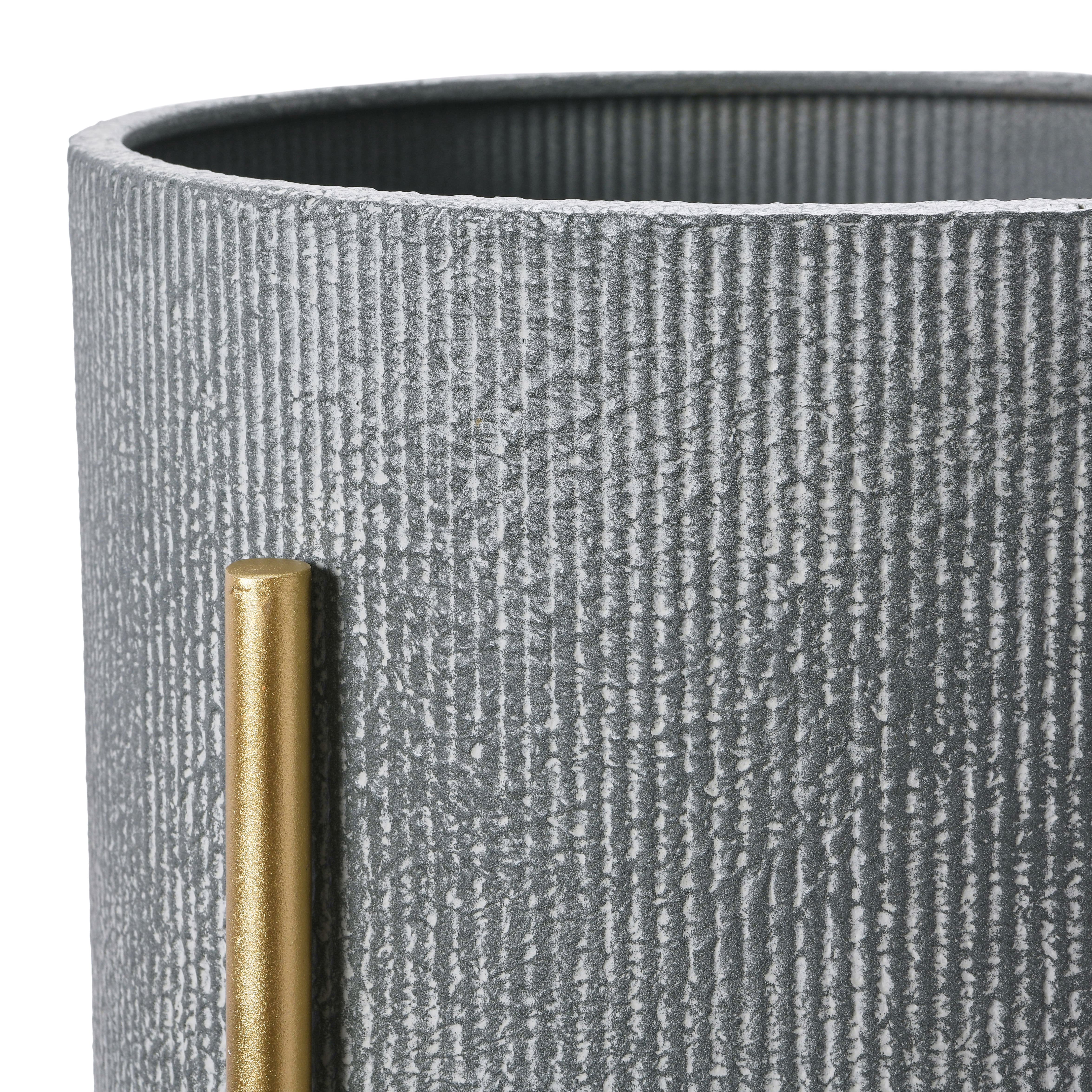 Hello Honey® Charcoal Grey & Gold Boho Embossed Metal Planters with Stands Set