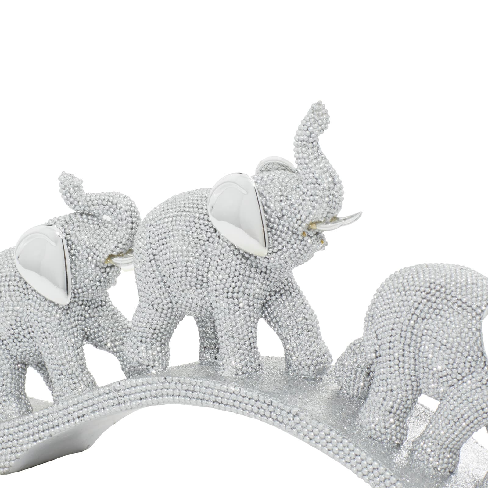 14" Silver Glam Elephant Sculpture