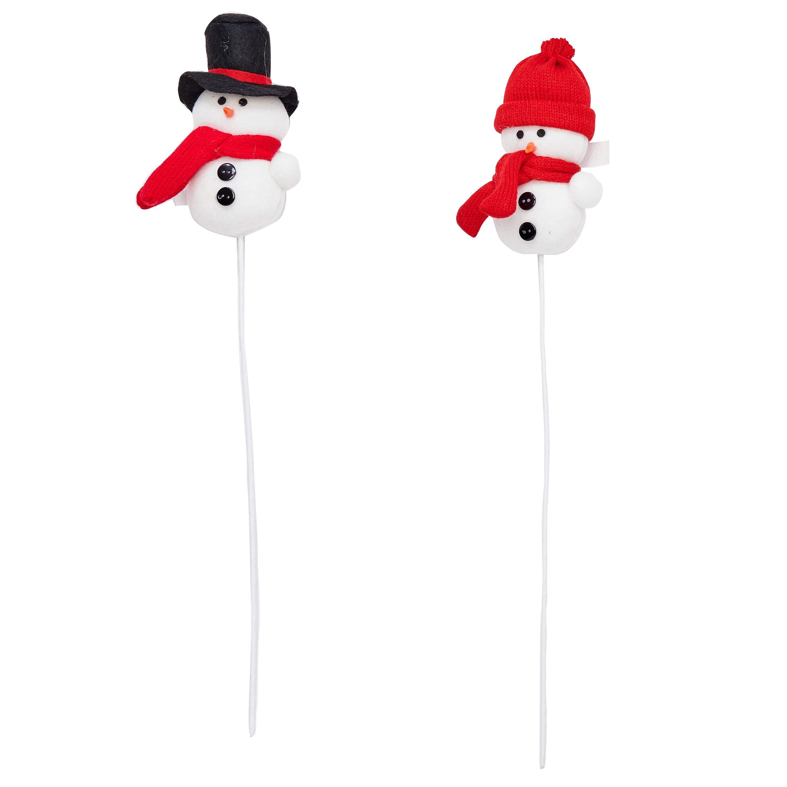 17" Christmas Snowman with Hat Pick Set