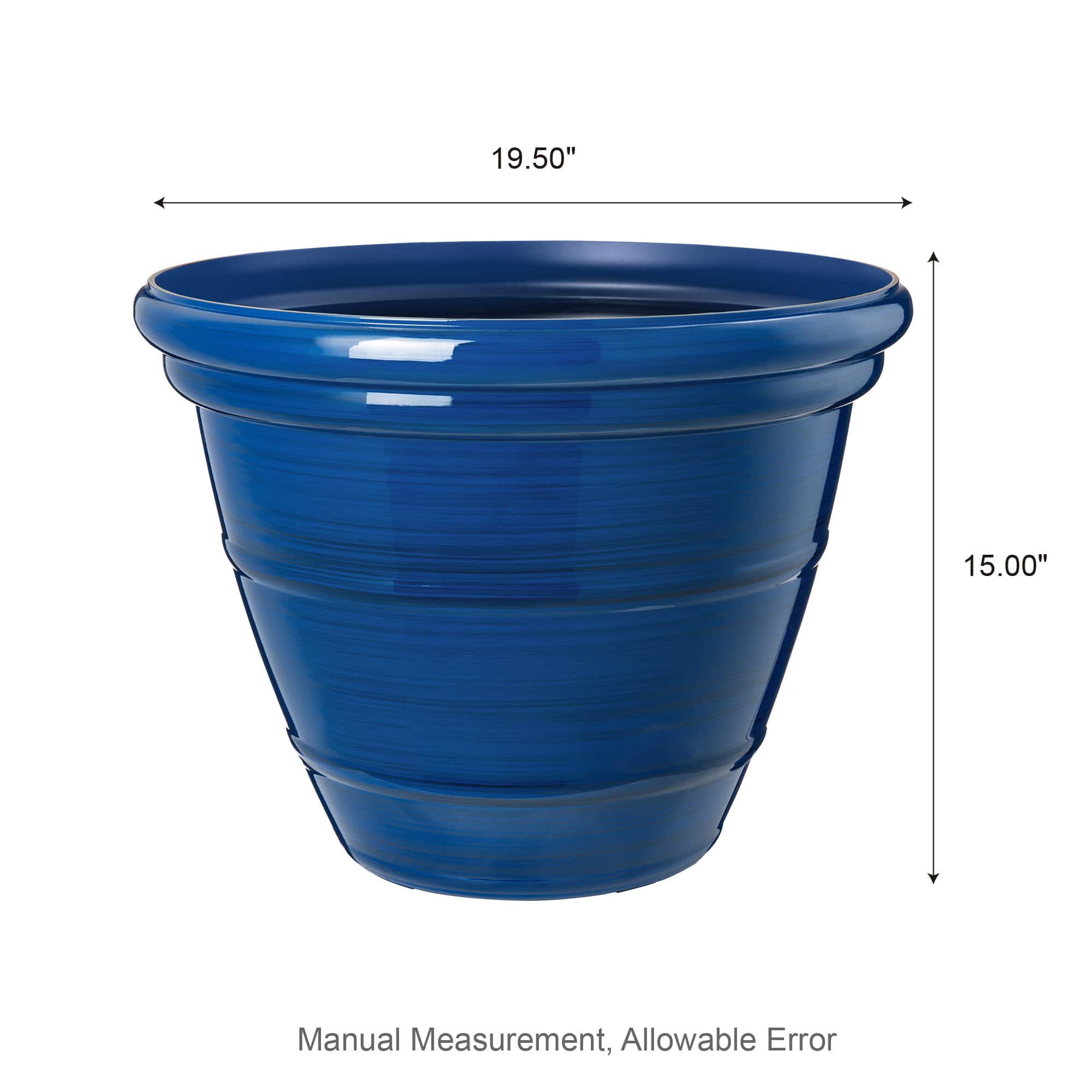 Glitzhome® Round Faux Ceramic Pot Plastic Planter Set