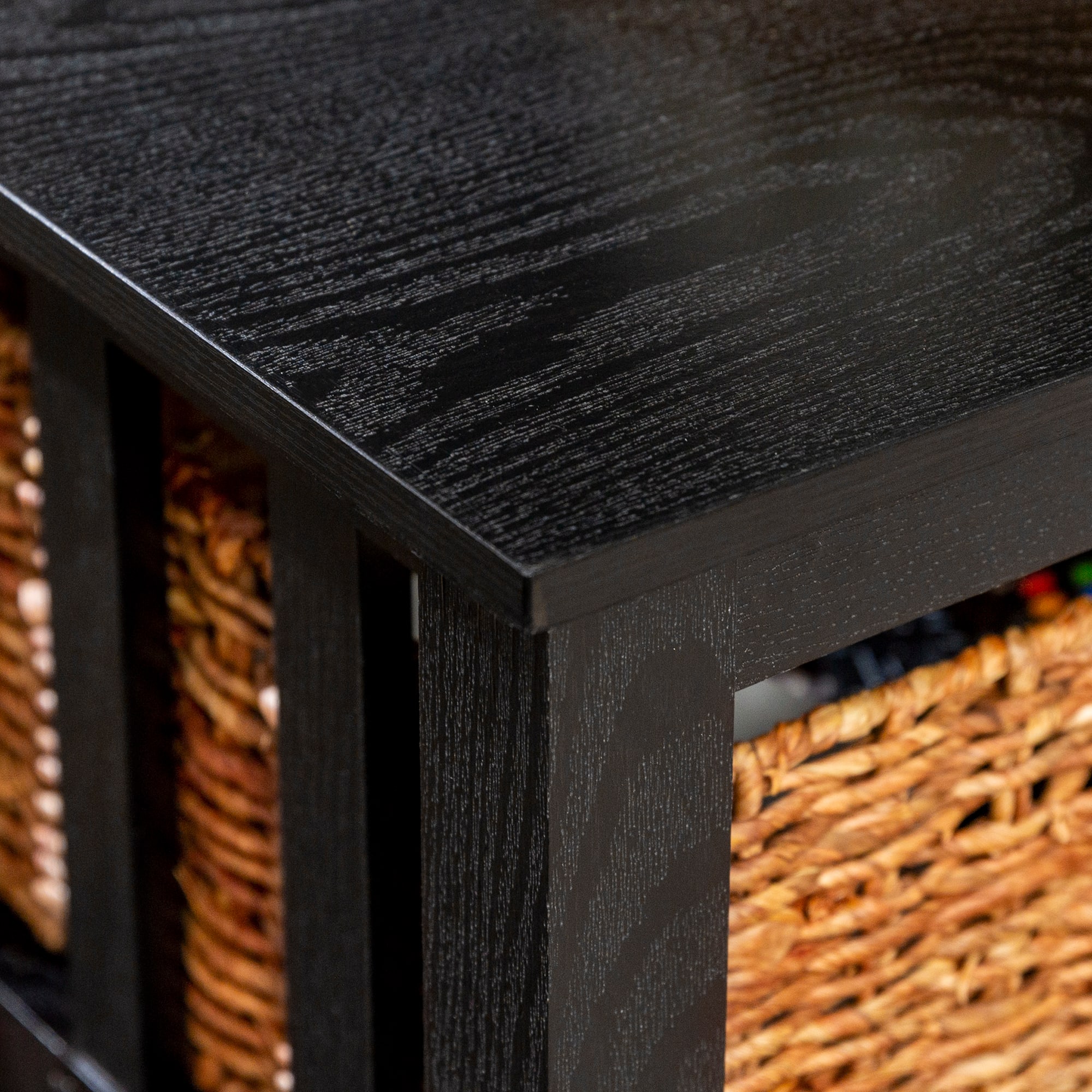 Walker Edison 40" Black Mission Storage Coffee Table with Baskets