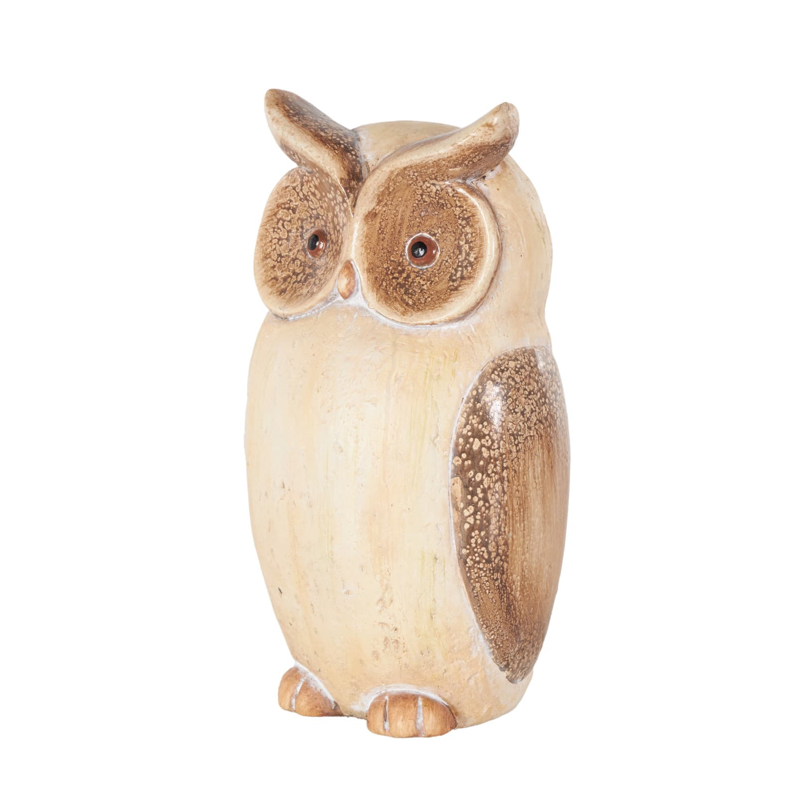 14.75" Cream & Brown MGO Owl Garden Sculpture