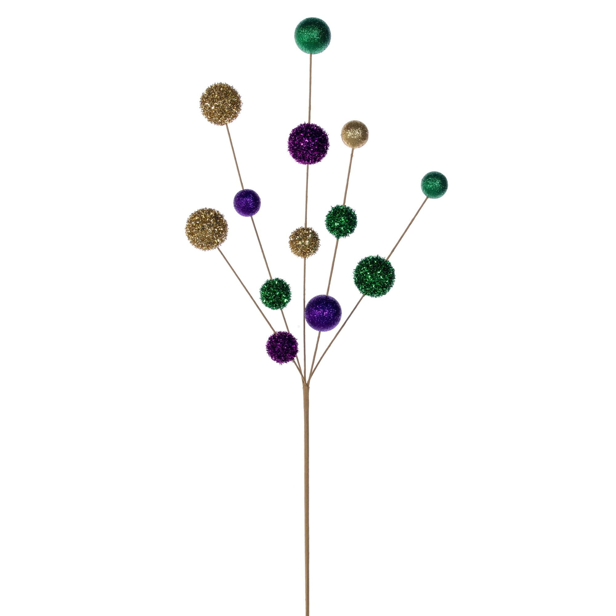 28" Purple, Green & Gold Mardi Gras Ball Sprays, 2ct.