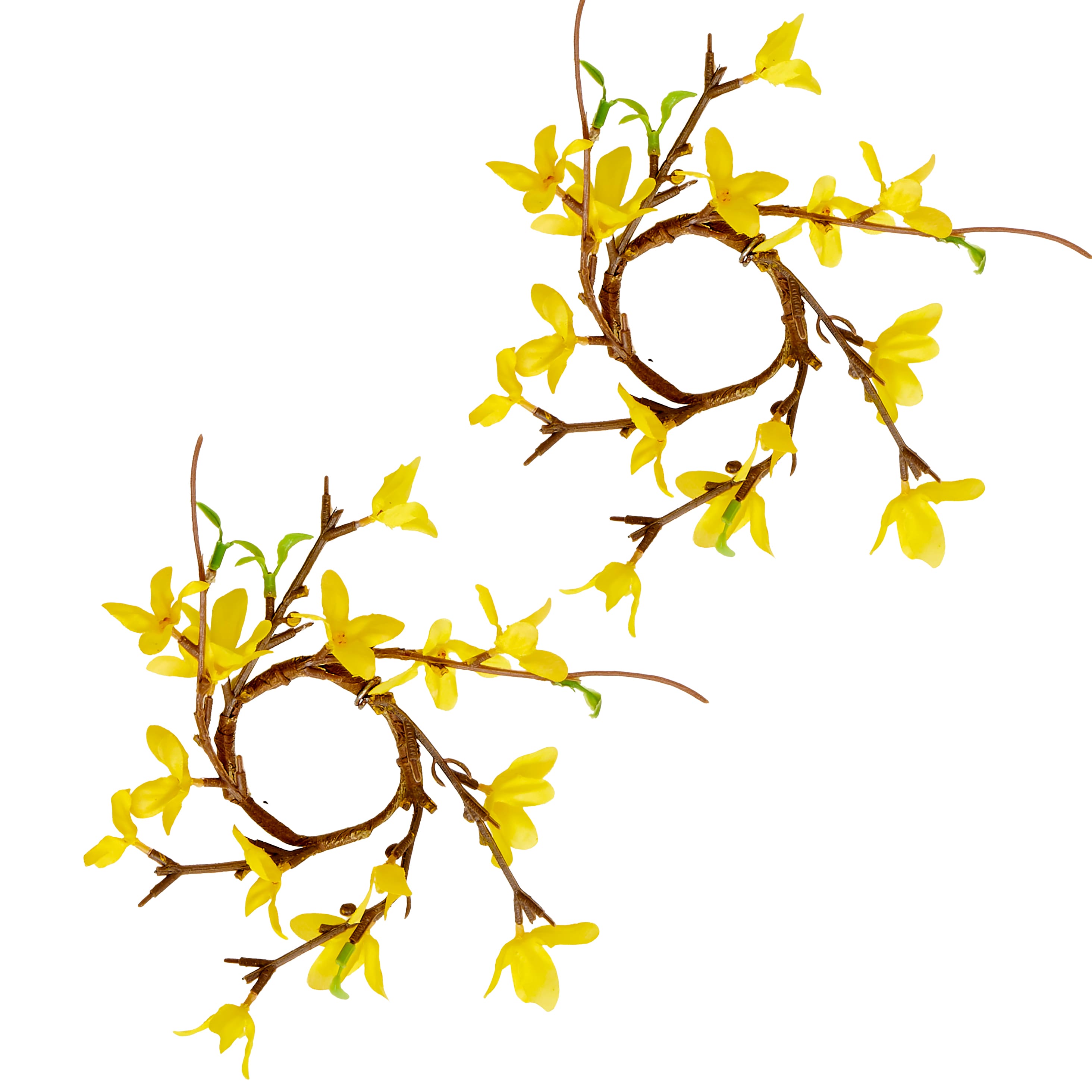 2.25" Artificial Spring Forsythia Flower Votive Candle Rings, 4ct.