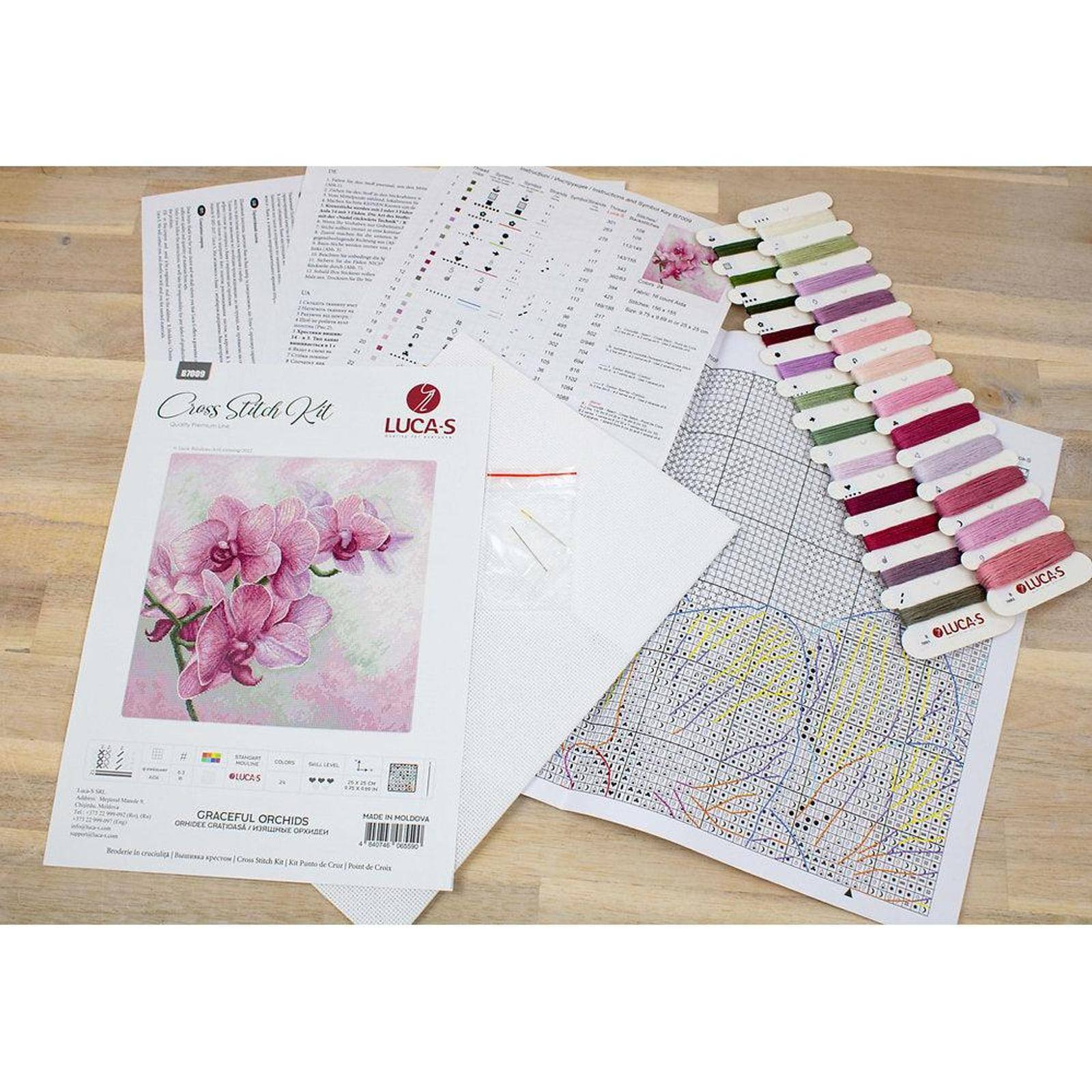 Luca-s Graceful Orchids Counted Cross Stitch Kit
