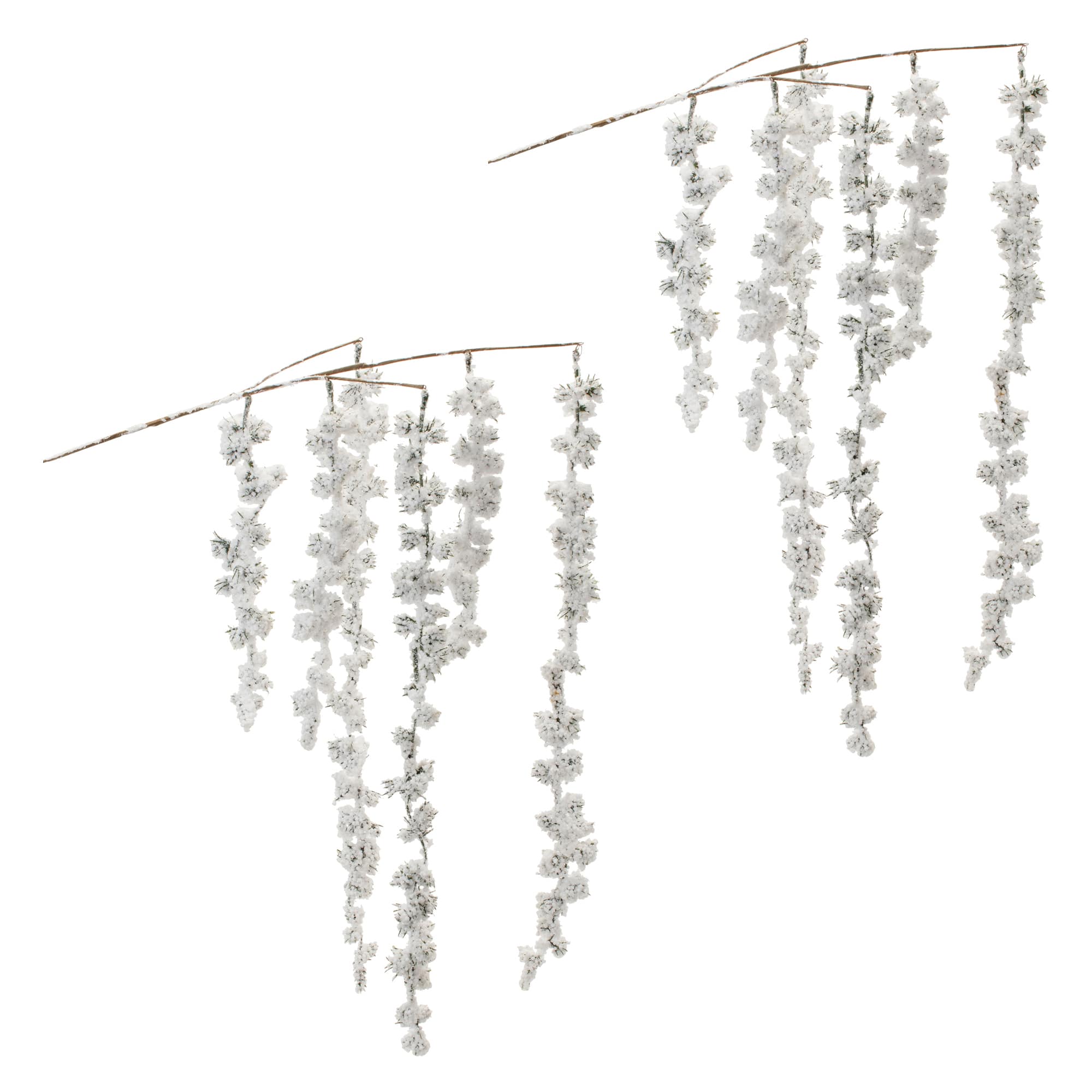 Snowy Hanging Pine Cluster Branches, 2ct.