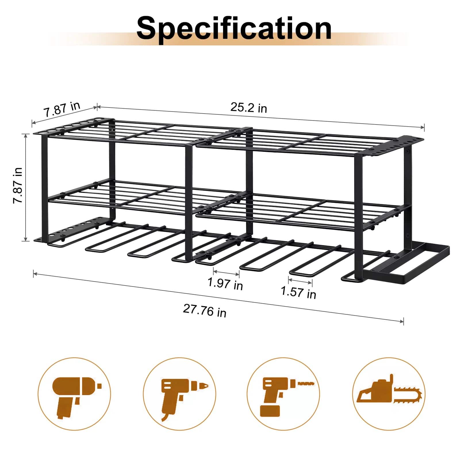 NEX™ 27" Black Wire Power Tool Wall Organizer