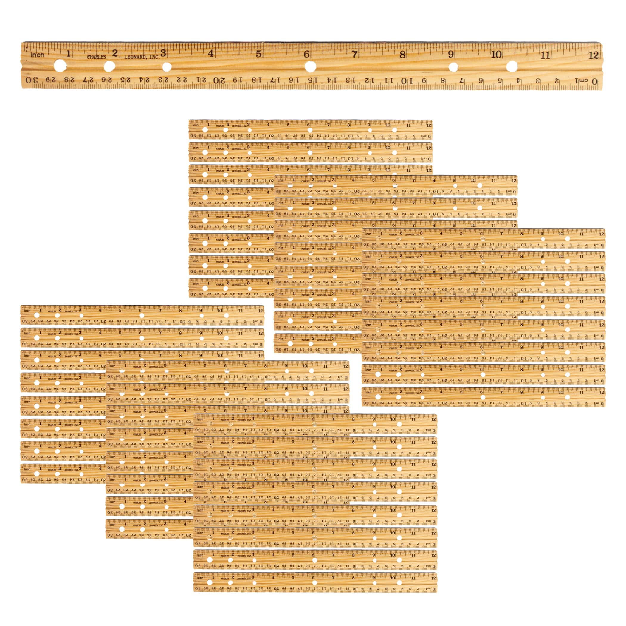 Charles Leonard Economy 12" Wood Ruler, 48ct.