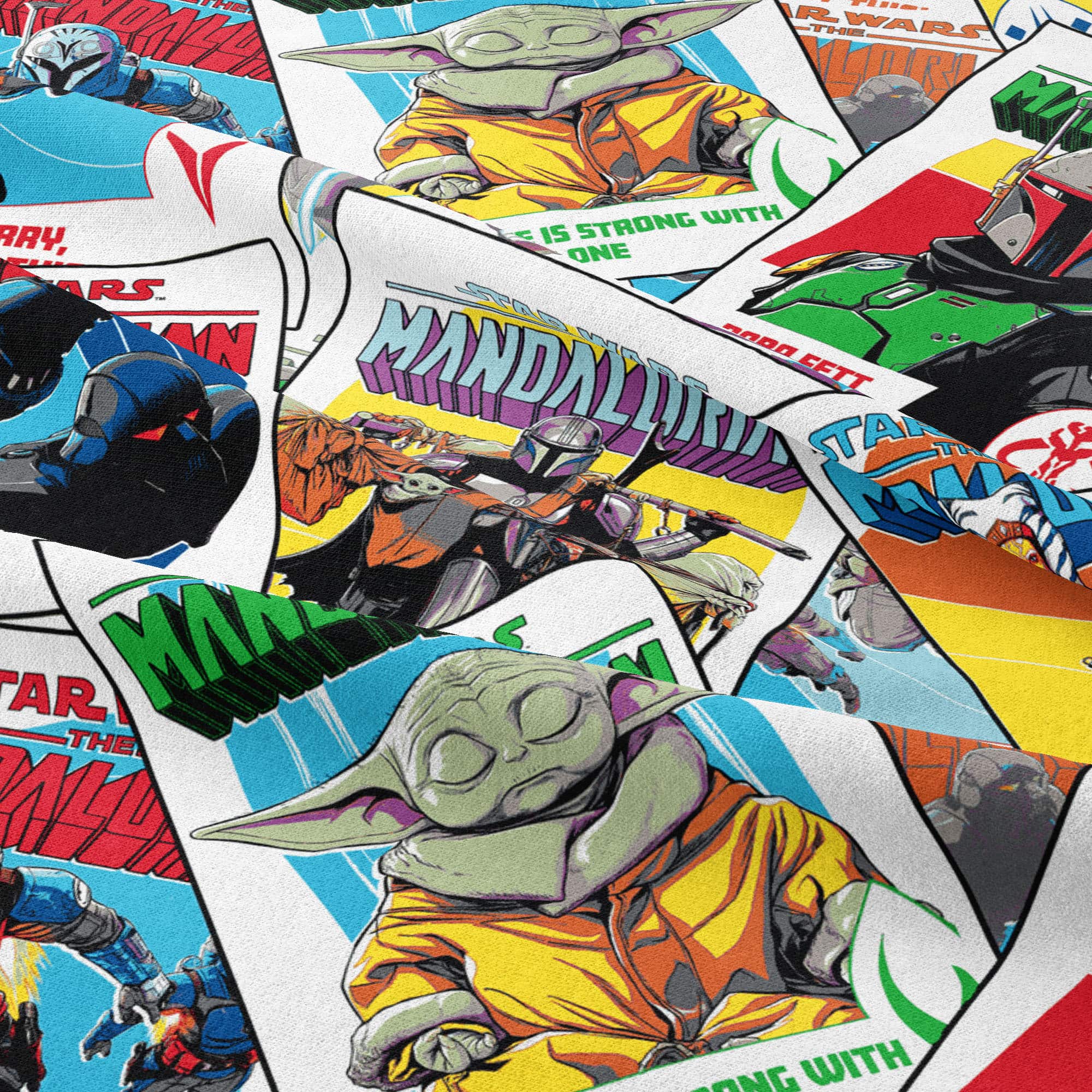 Star Wars™ The Mandalorian™ Comic Poster Stack Cotton Fabric