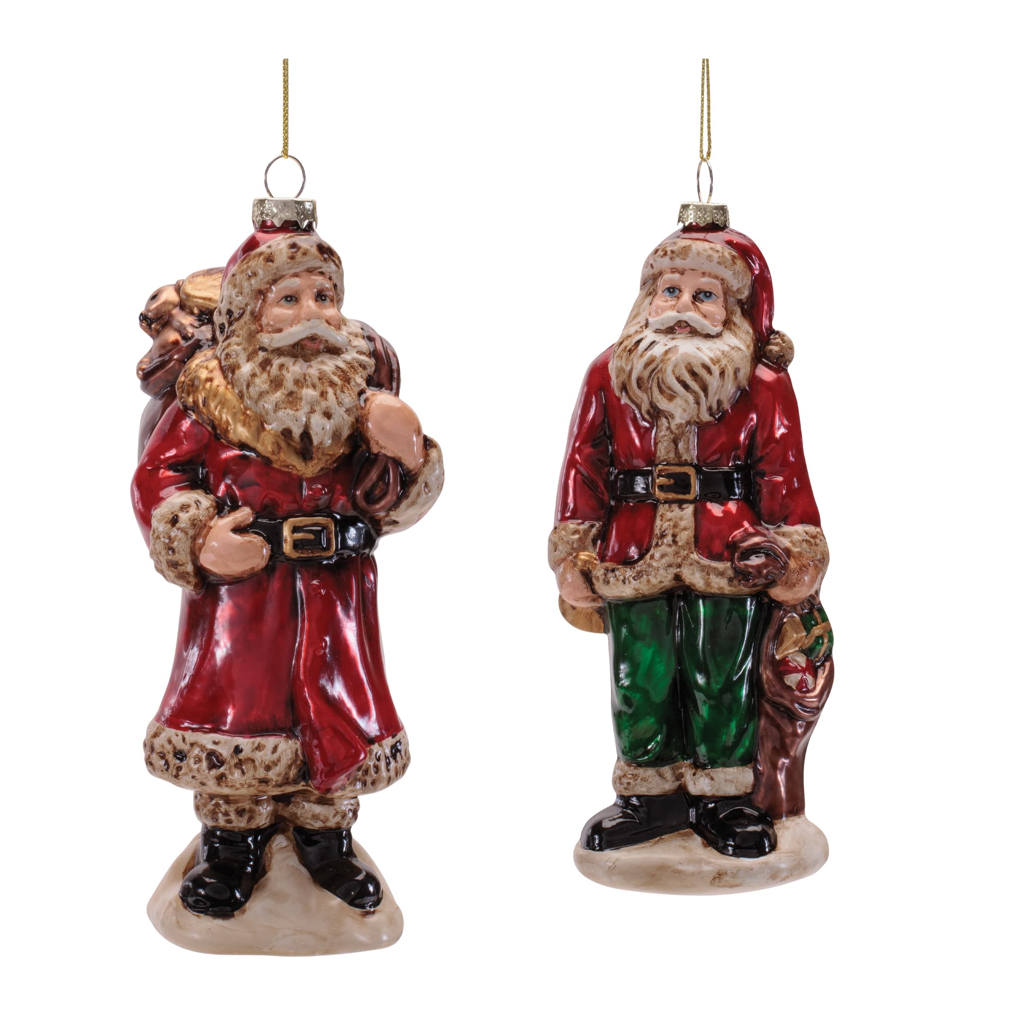 Melrose Traditional Santa Glass Ornaments Set