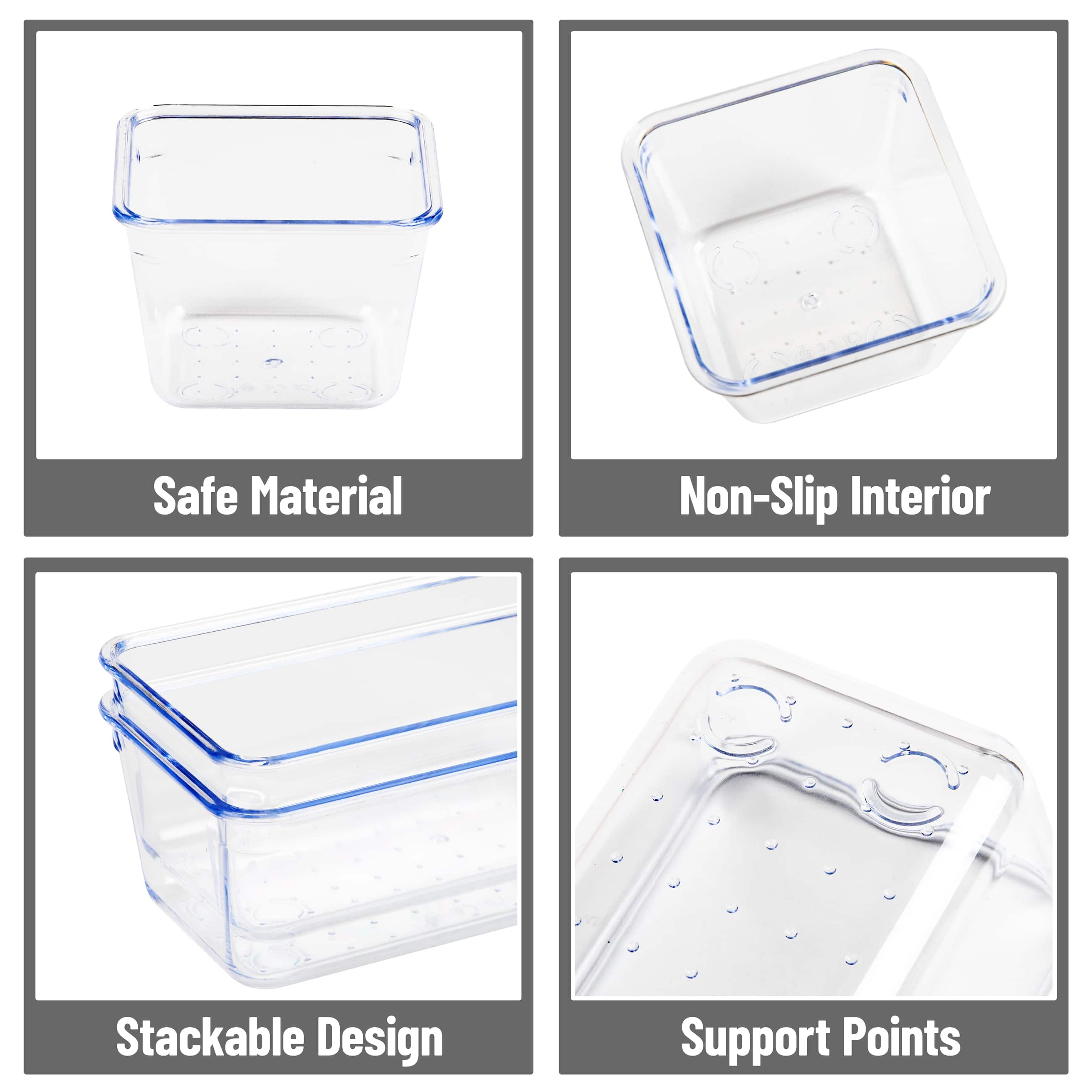 Mind Reader 8-Piece Drawer Organizer Set, Storage Trays, Clear