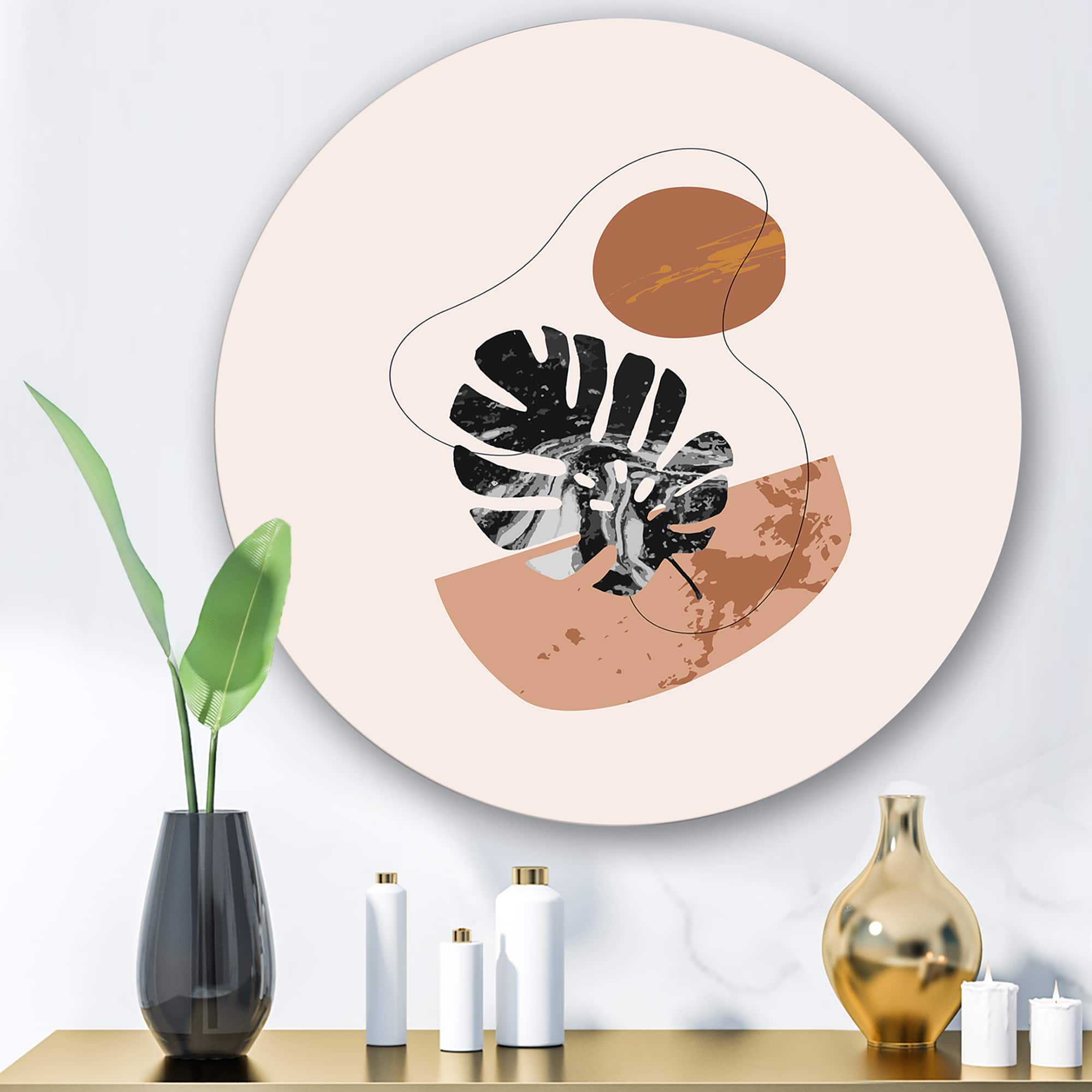 Designart - Abstract Shapes & Tropical Monstera Leaves