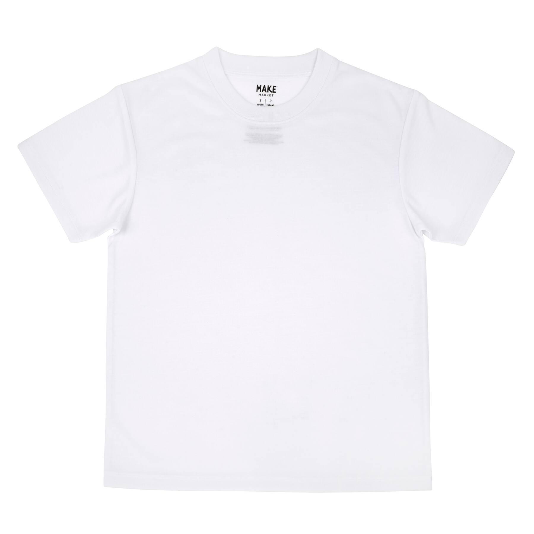 White Youth Polyester Crew Neck T-Shirt by Make Market®