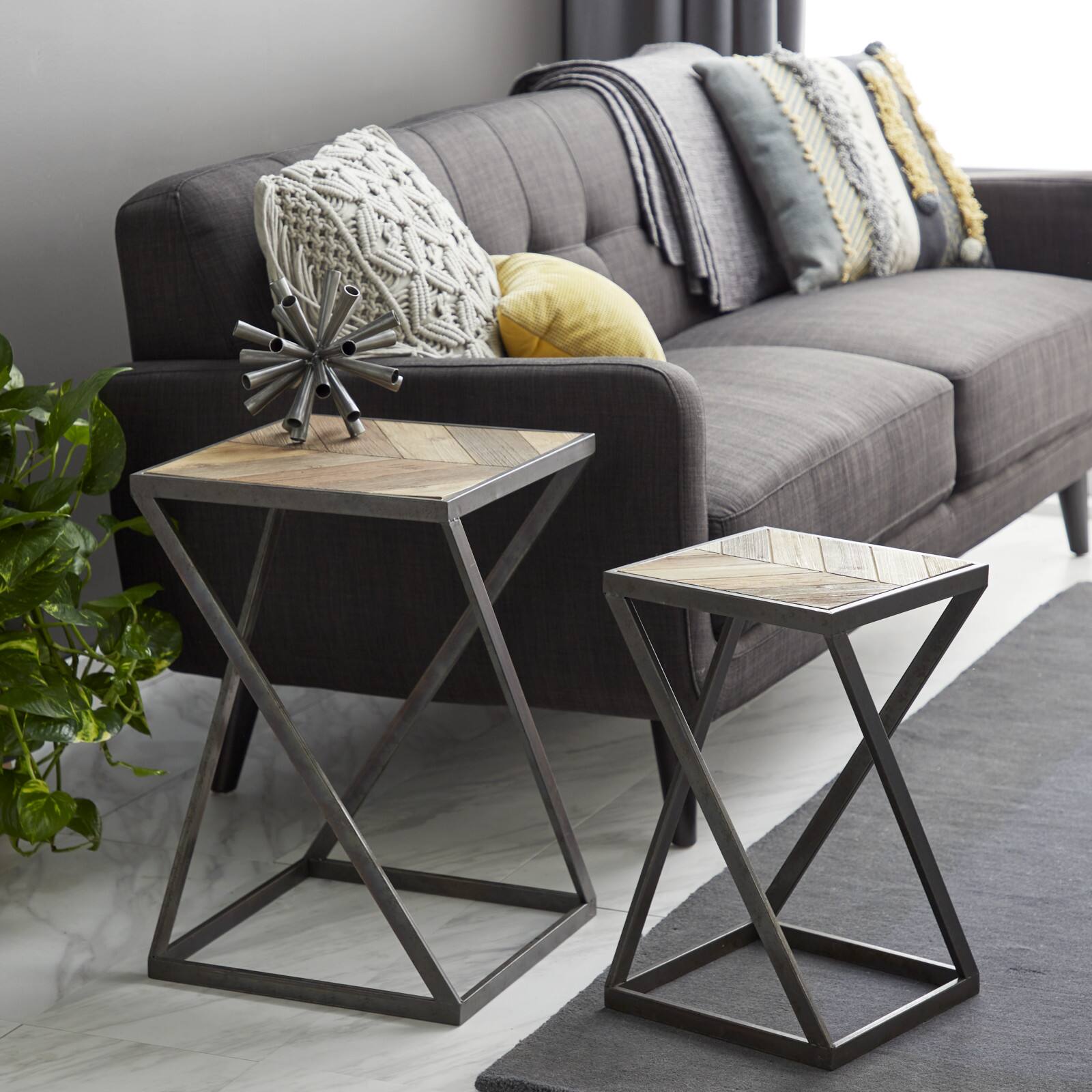 Brown Wood Modern Accent Table Set
