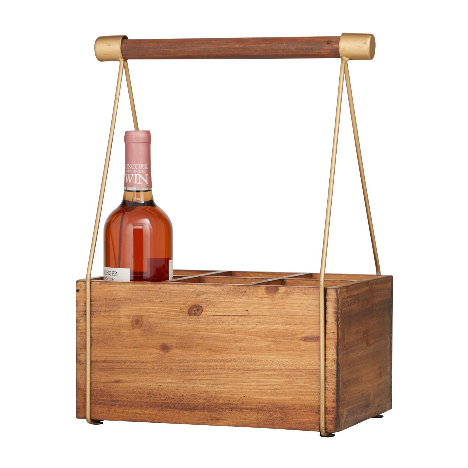 Light Brown Metal Modern Farmhouse Standing Wine Rack 16" x 12" x 8"