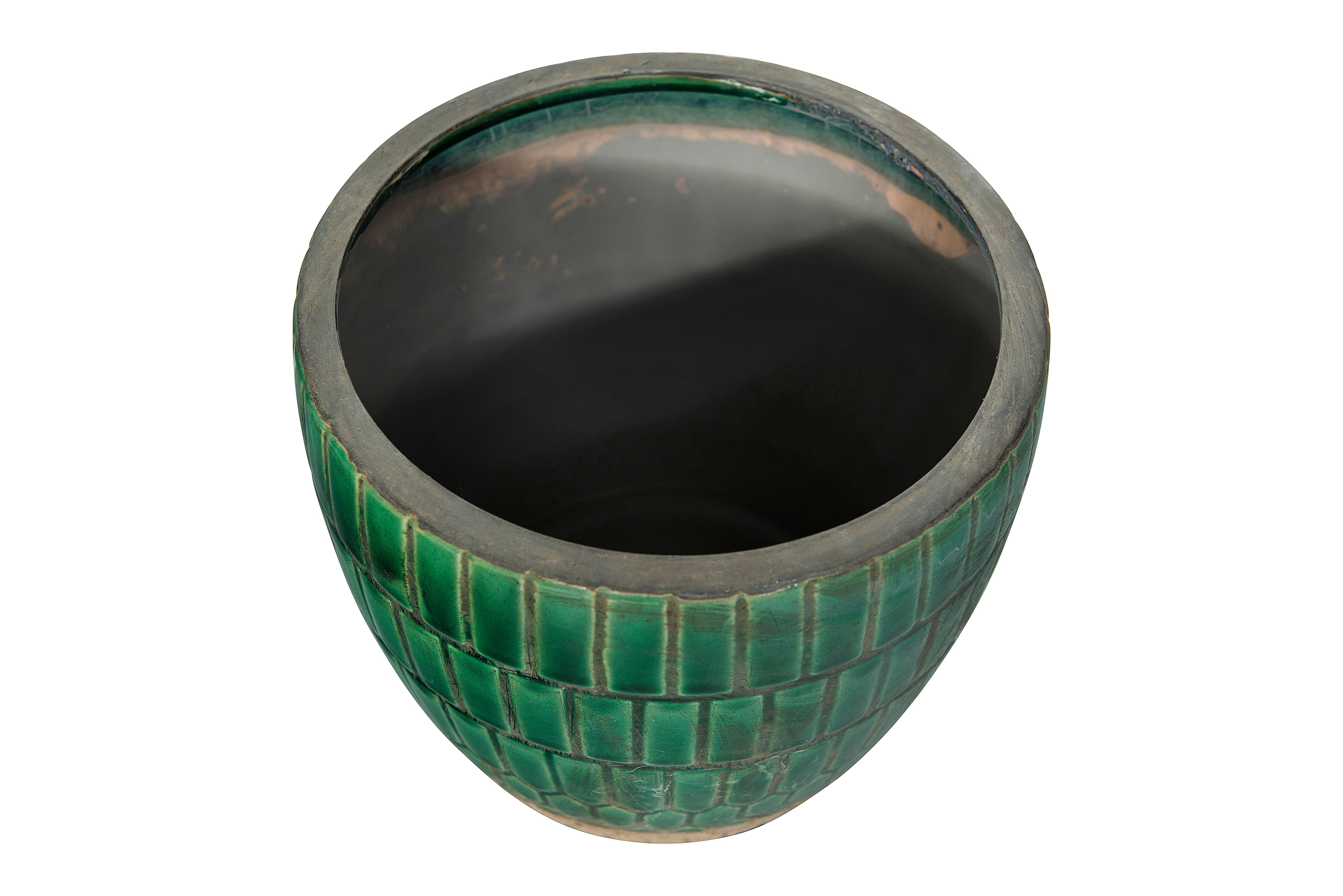 Hello Honey® Distressed Green Tile Terracotta Planter
