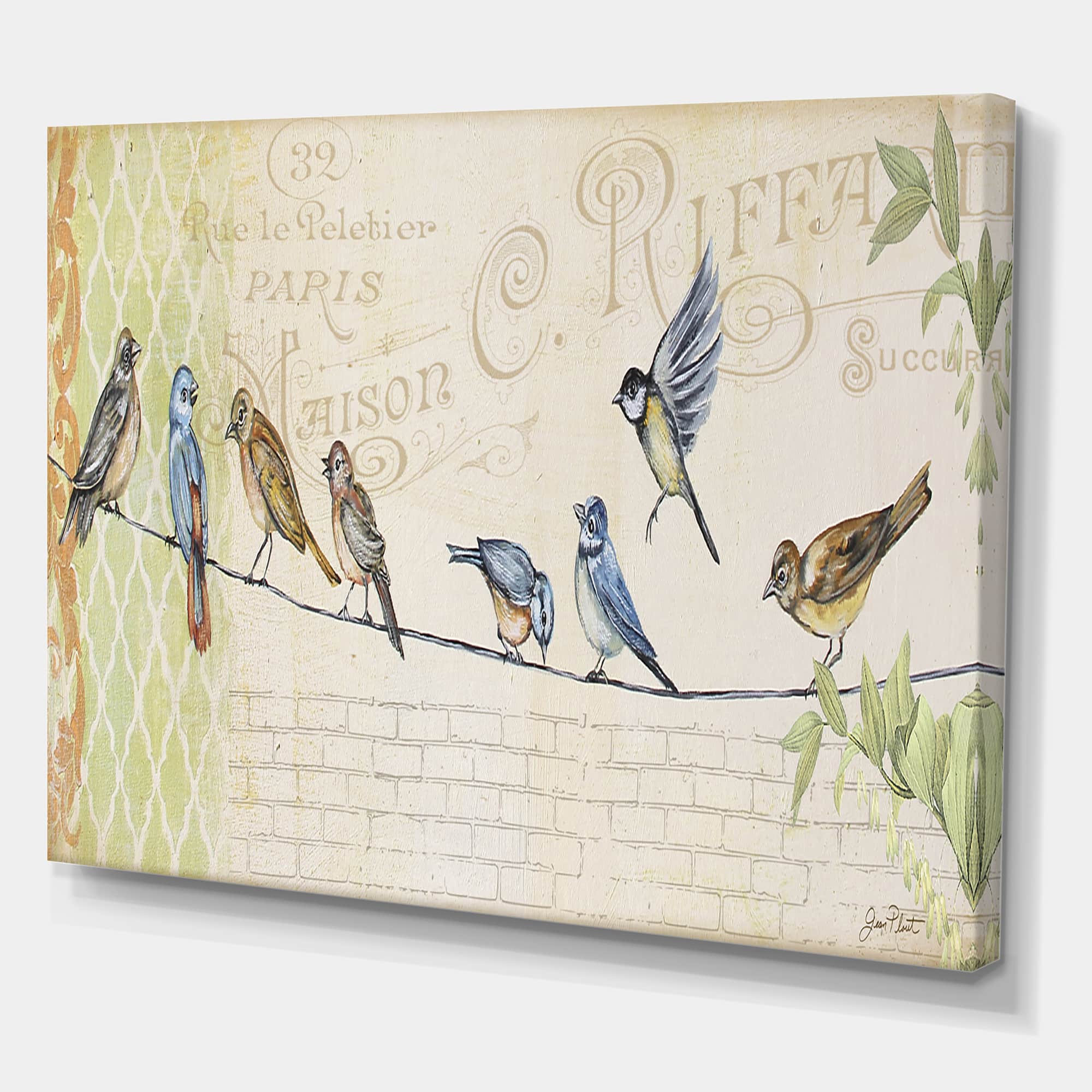 Designart - Birds Gathered On Wire Paris III