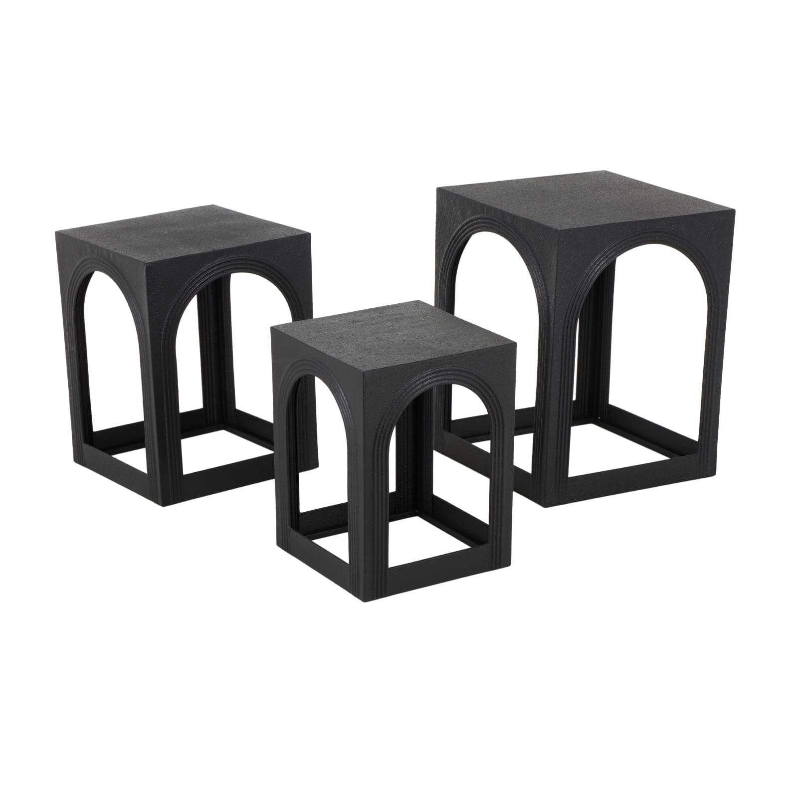 Metal Nested Accent Table with Small Arched Cutouts Set