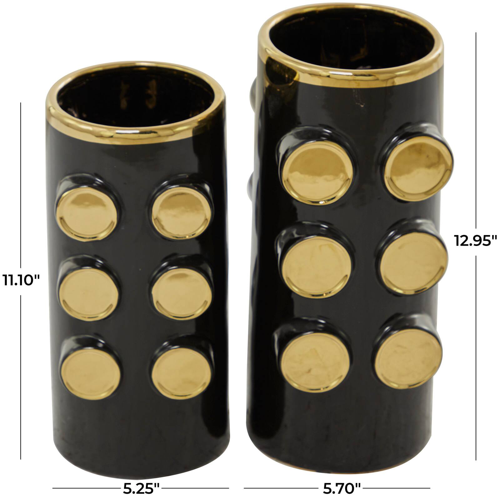 Black Ceramic Contemporary Vase, Set of 2