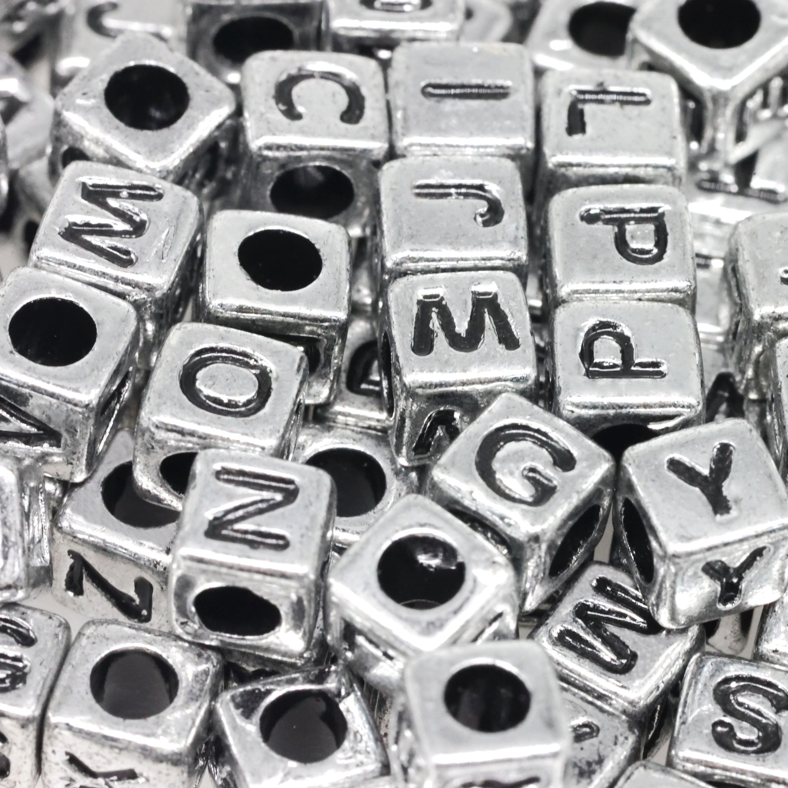 12 Packs: 340 ct. (4,080 total) Silver Alphabet Cube Beads by Creatology™, 6.5mm