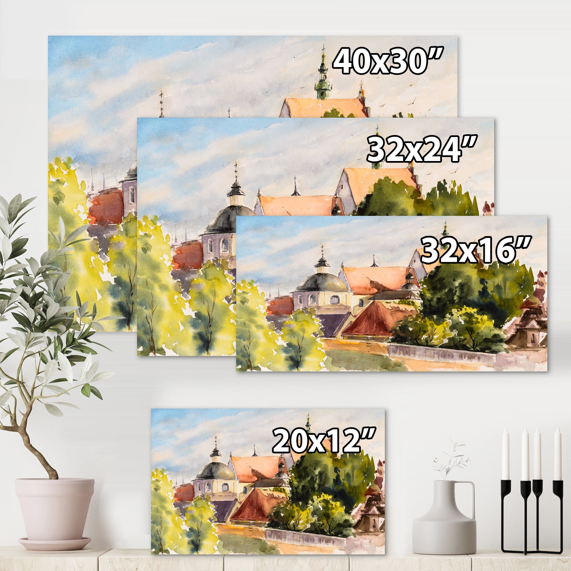 Designart - View of Old Polish City In Nature - Traditional Canvas Wall Art Print