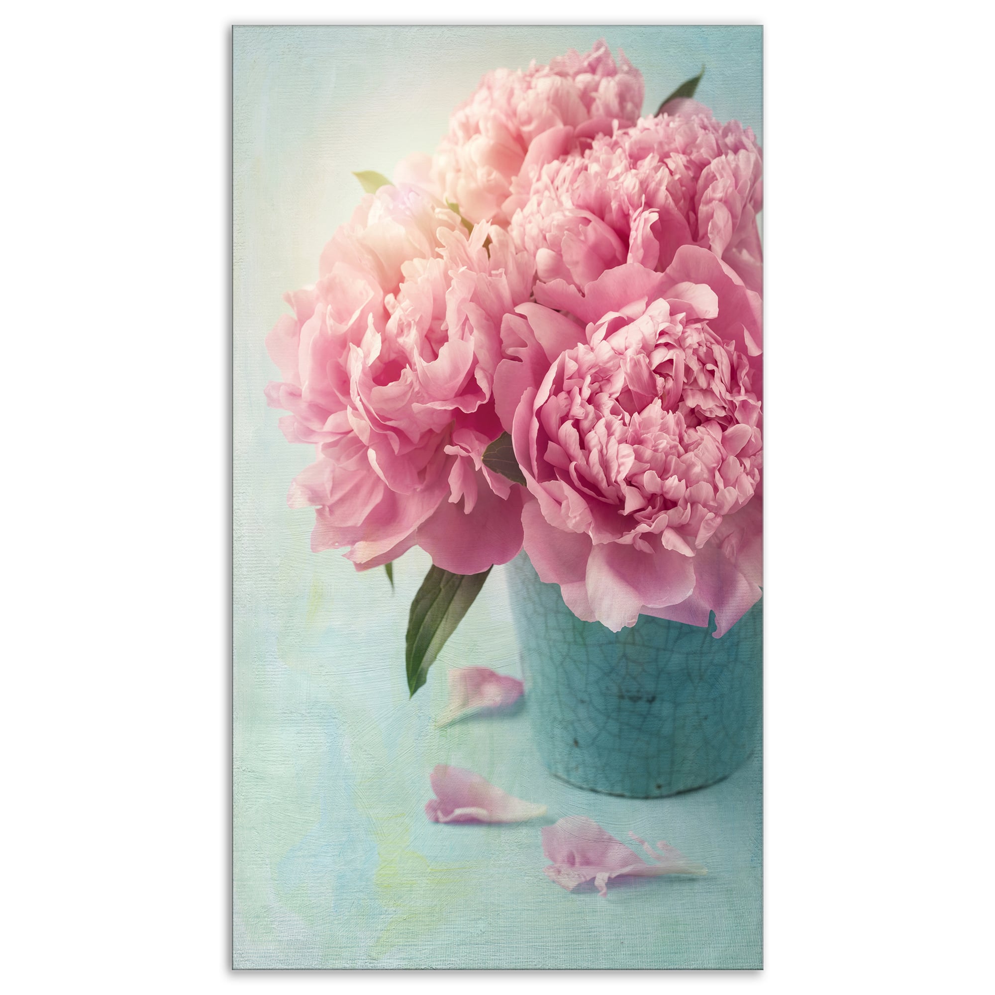 Designart - Pink Peony Flowers in Vase - Large Floral Wall Art Canvas