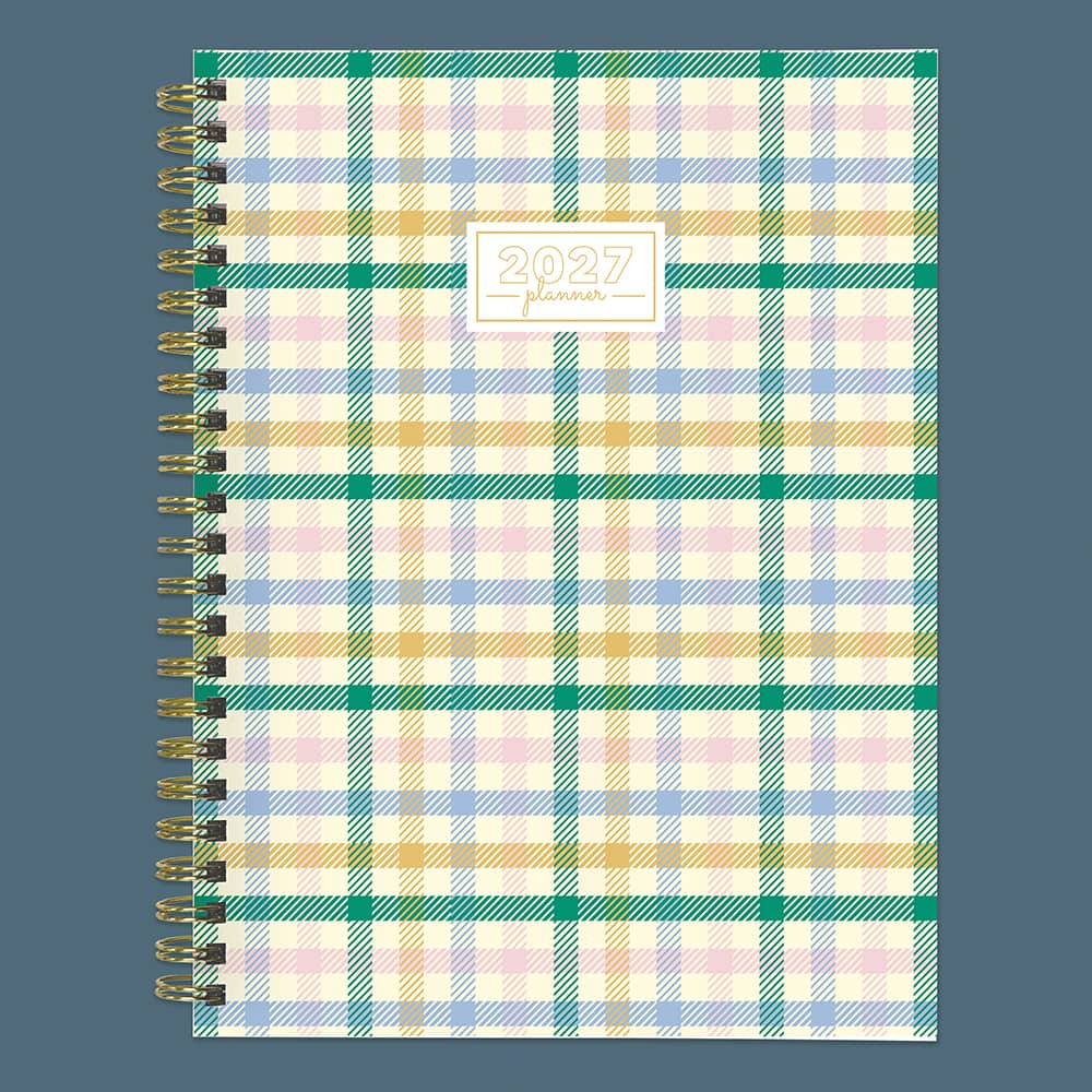 2027 Pastel Plaid Medium Weekly Monthly Planner
