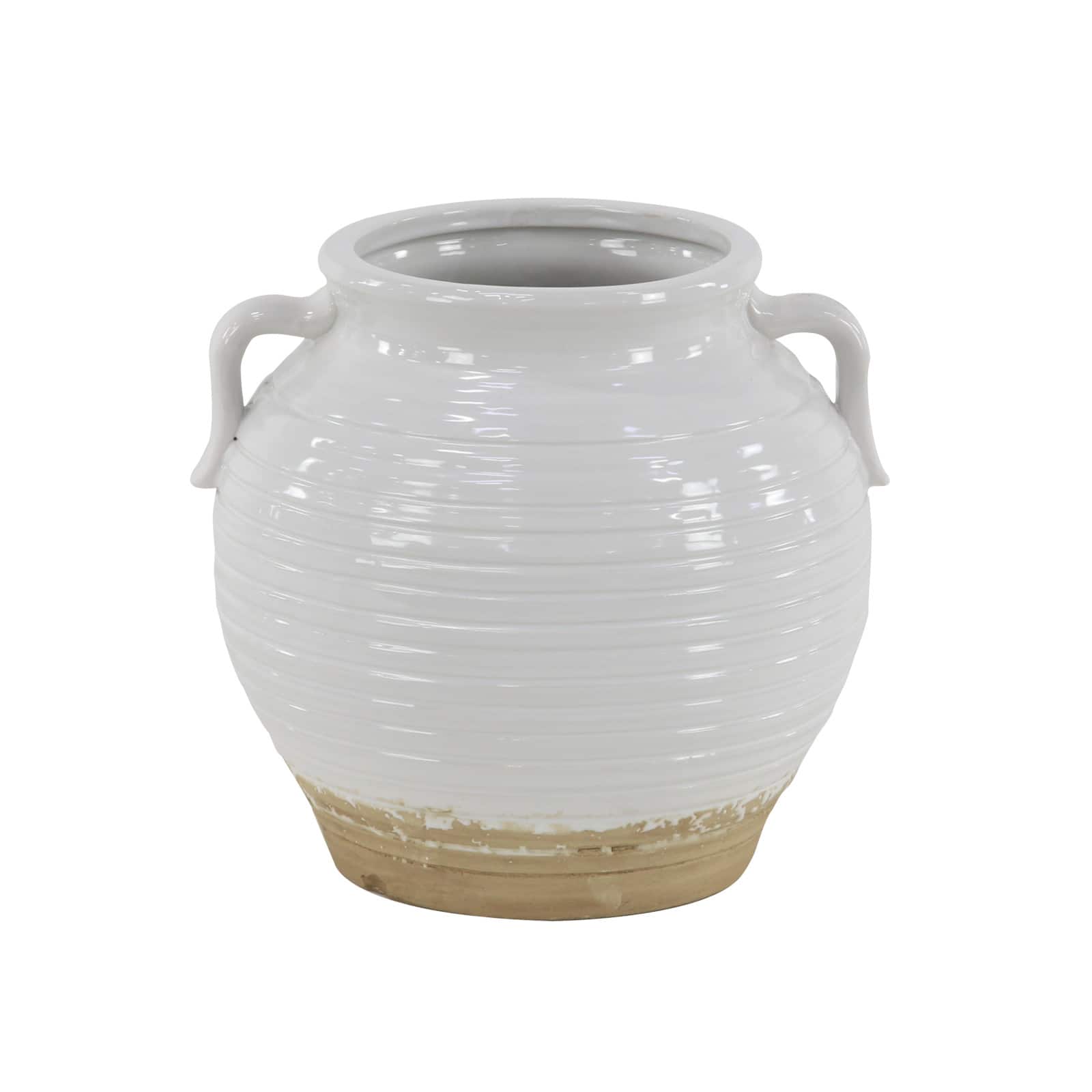 10" White Stoneware Vintage Planter
