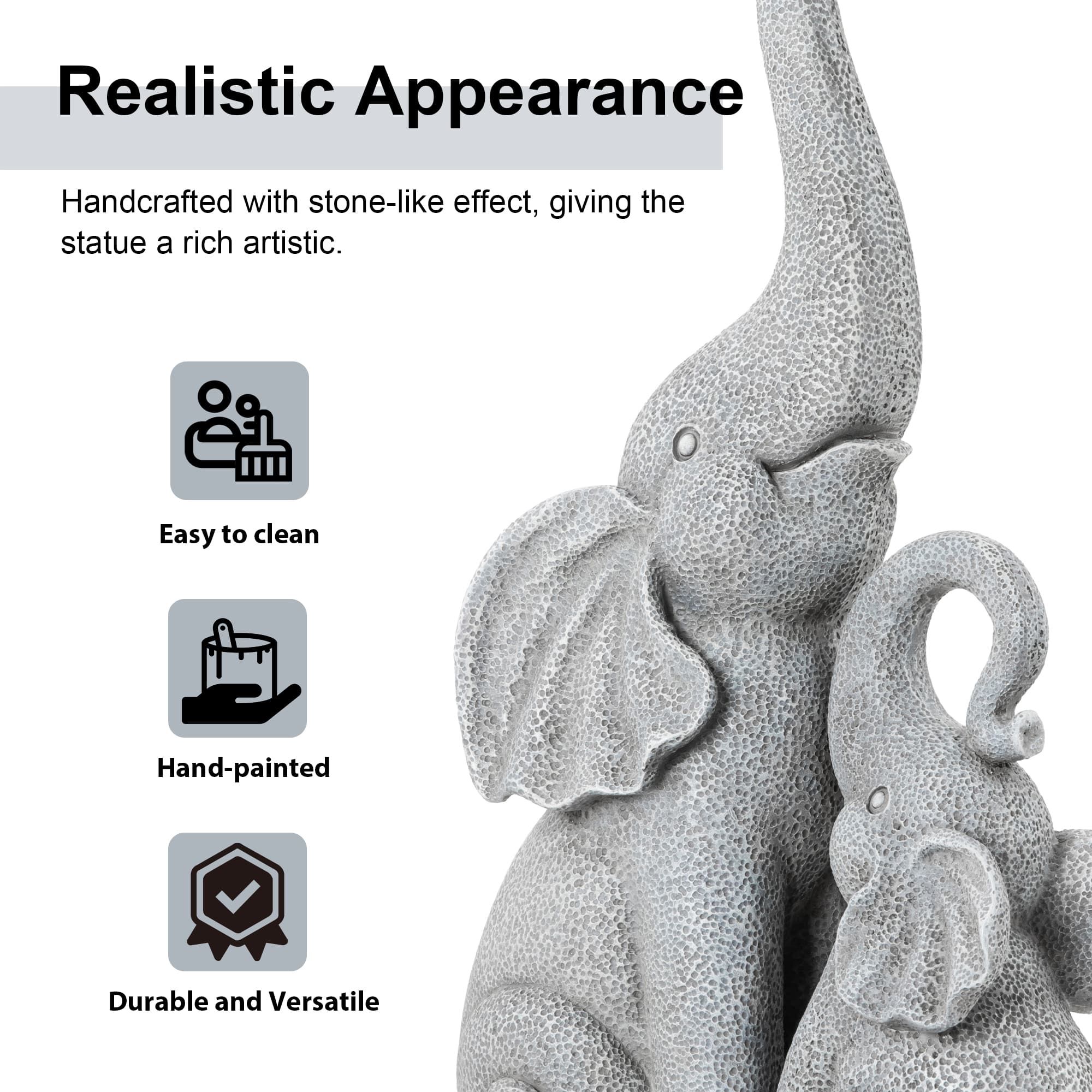Glitzhome® 18.25" Resin Mother and Baby Elephant Statue