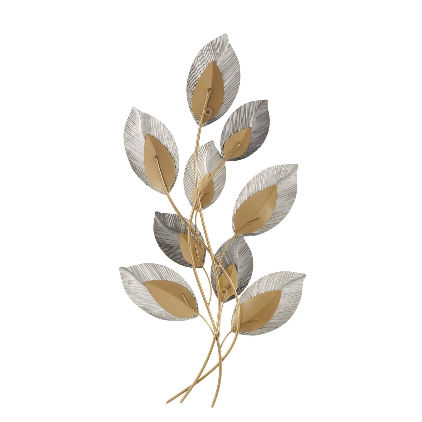 19" x 36" Gold Stainless Steel Metal Leaf Layered Home Wall Décor