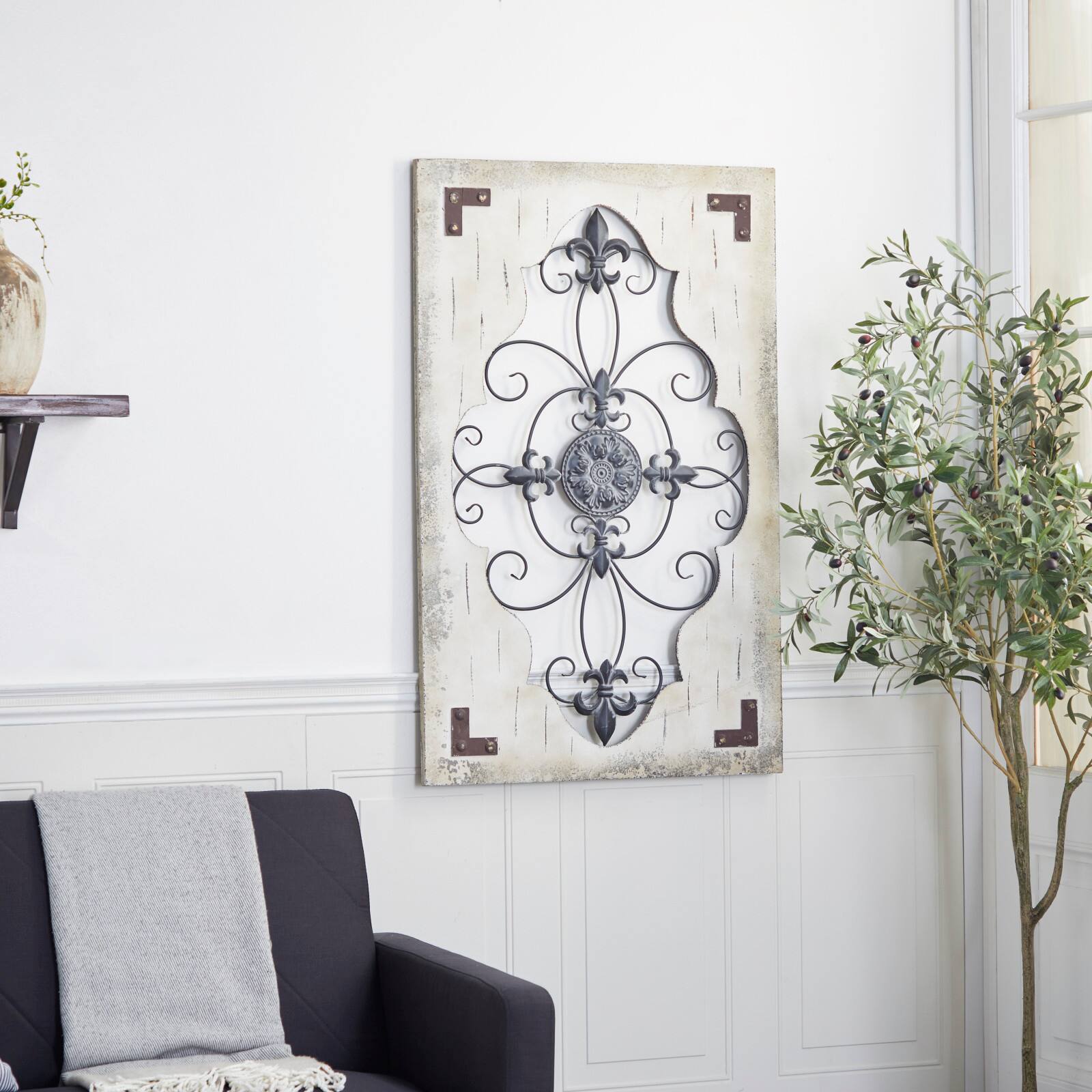 Cream & Brown French Wood & Metal Wall Décor