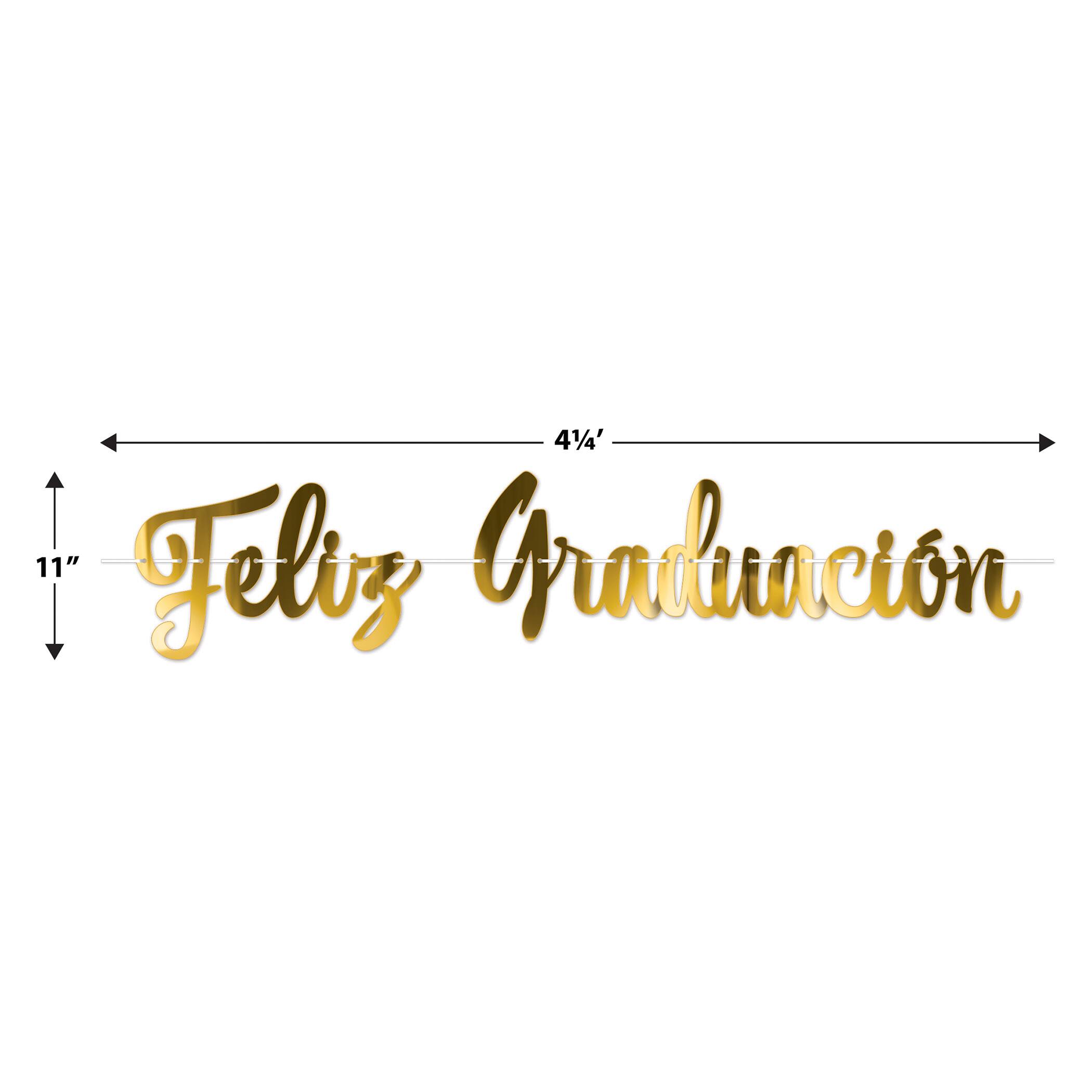 Beistle 4.25ft. Gold Foil Feliz Graduación Streamers, 2ct.