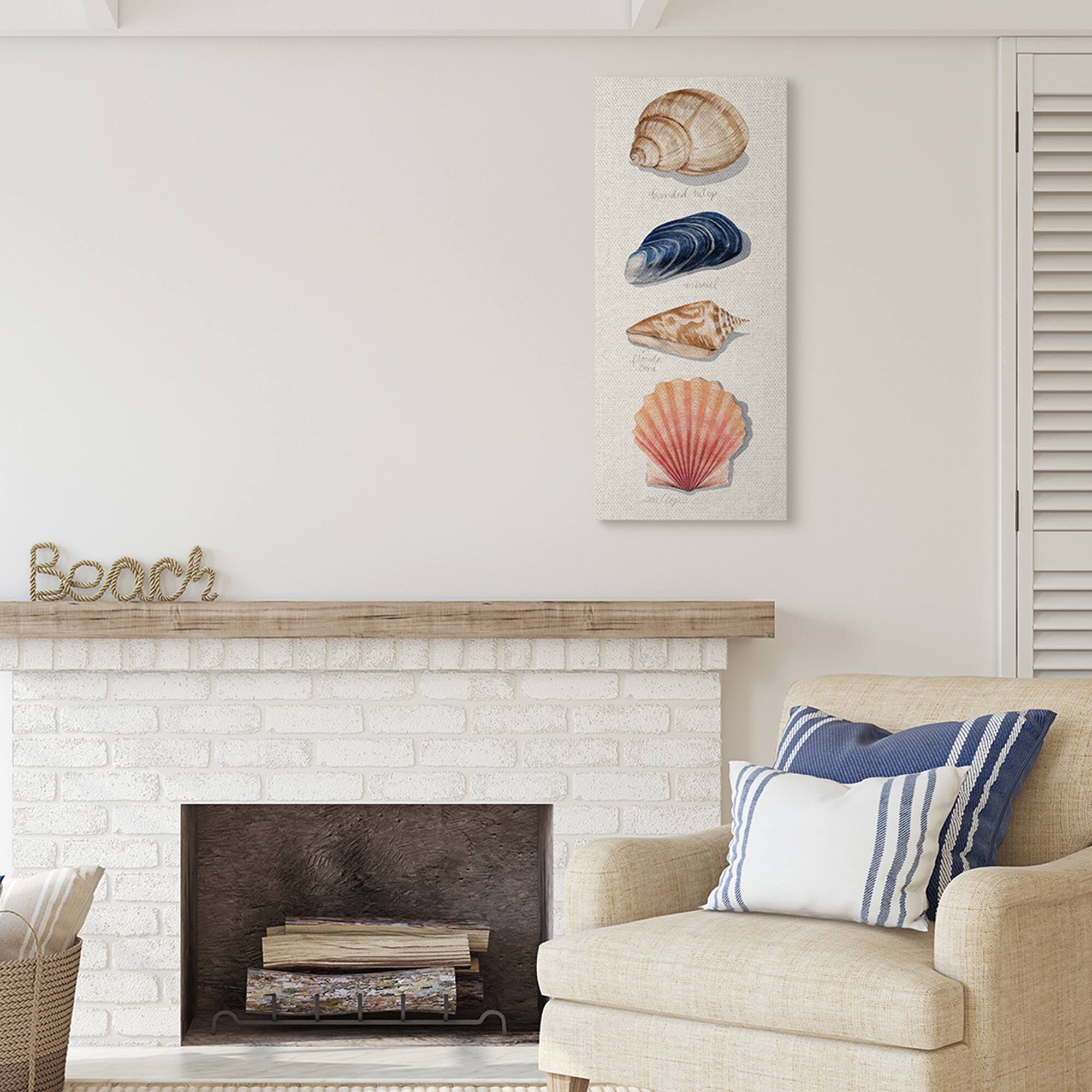 Stupell Industries Ocean Life Sea Shells Soft Beige Sand Canvas Wall Art