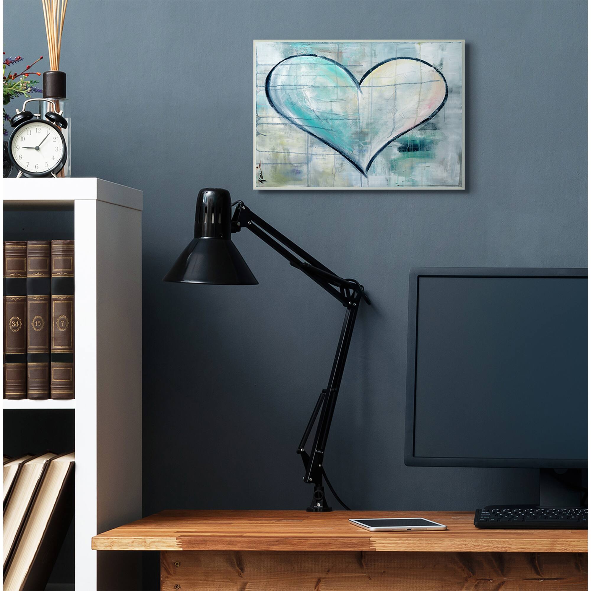 Stupell Industries Blue & White Graffiti Heart Painting Wall Plaque