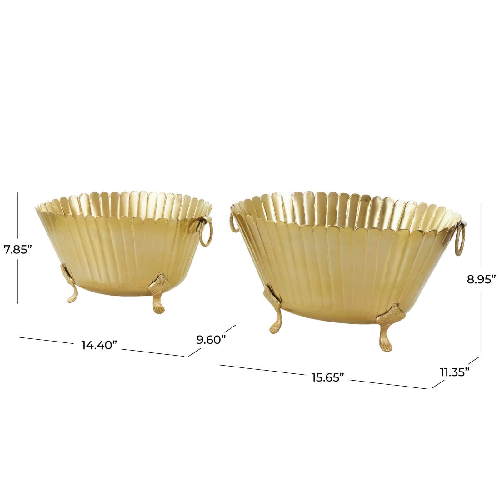 Gold Metal Planter Set