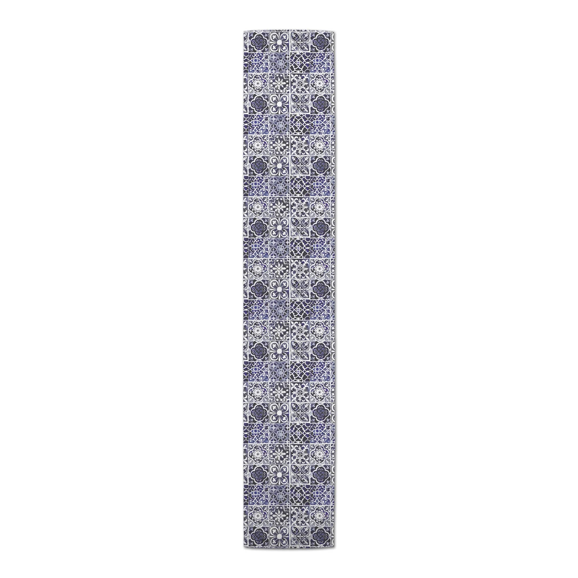 Blue Tiles Outdoor Table Runner