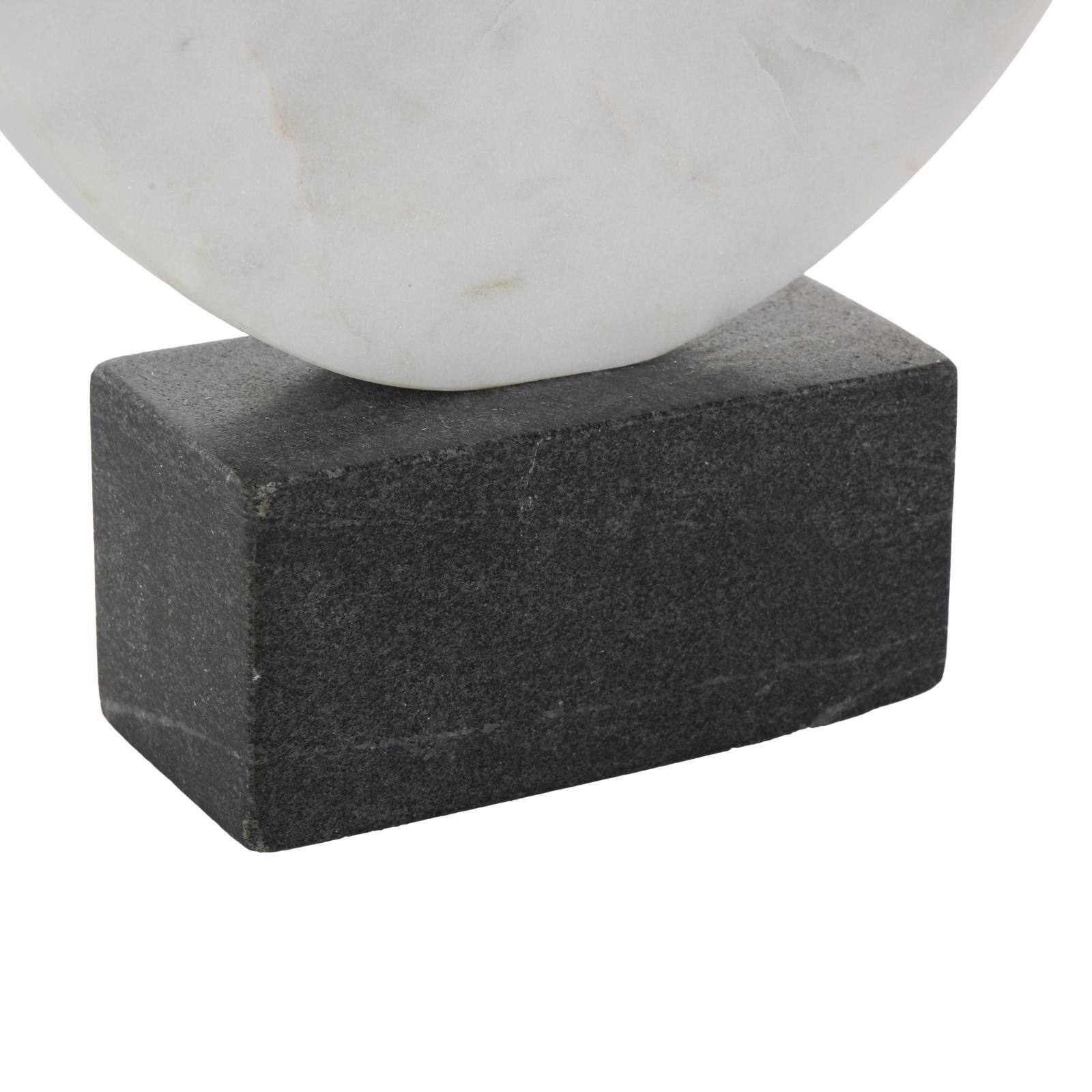 10.25" White Abstract Curved Semicircle Marble & Metal Sculpture with Gold Orb Accent