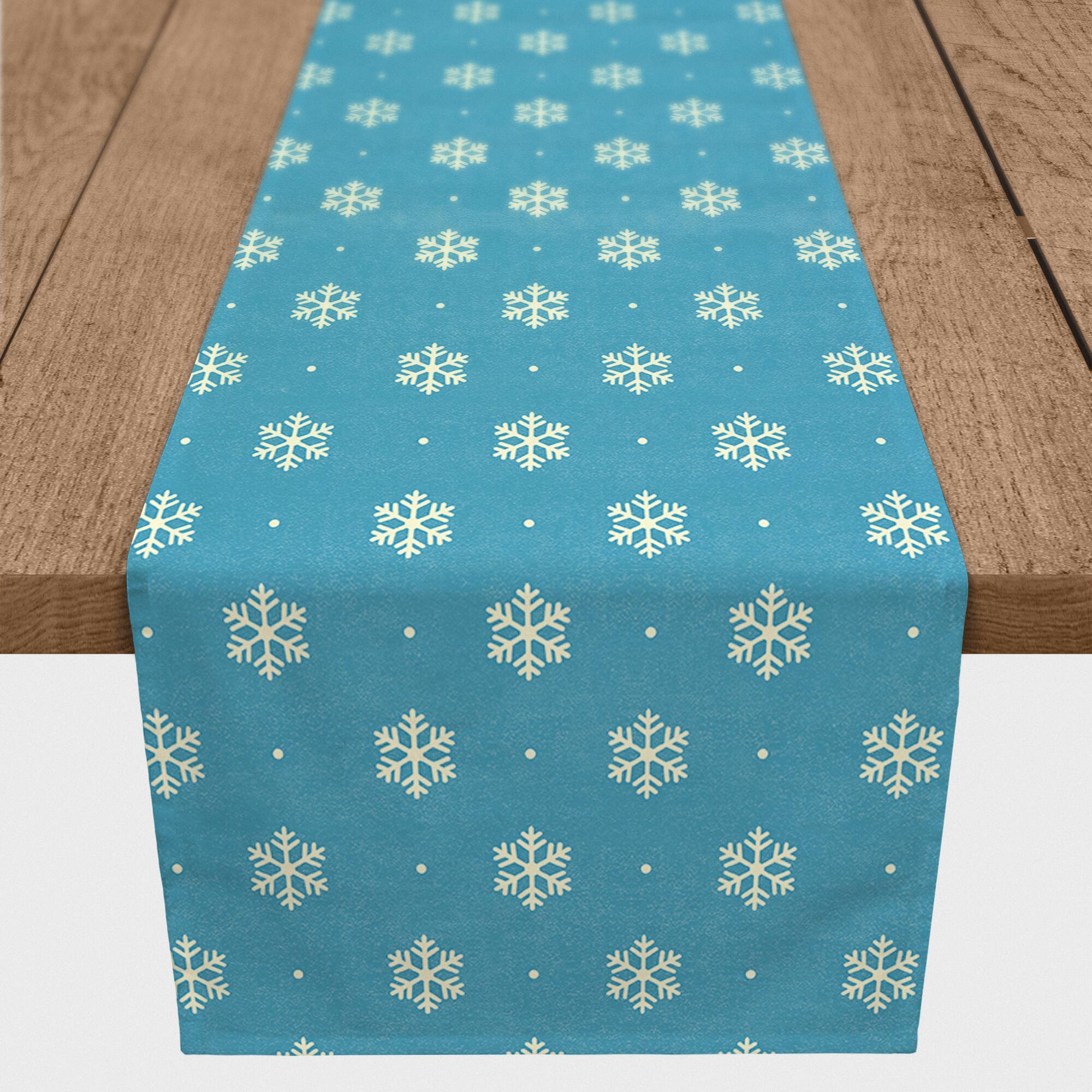 Simple Snowflake Blue 16x90 Poly Twill Table Runner