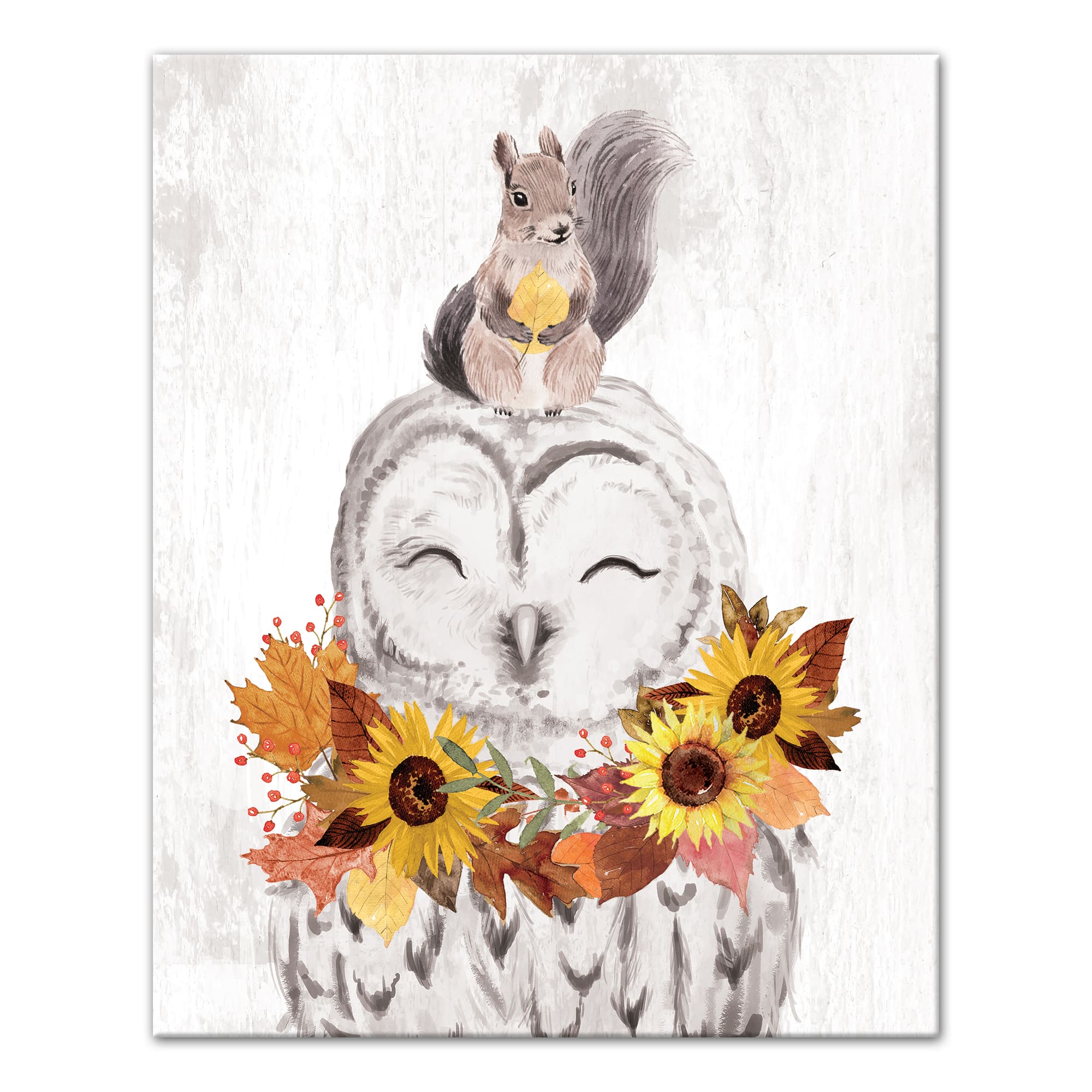 Owl & Squirrel Canvas Wall Art
