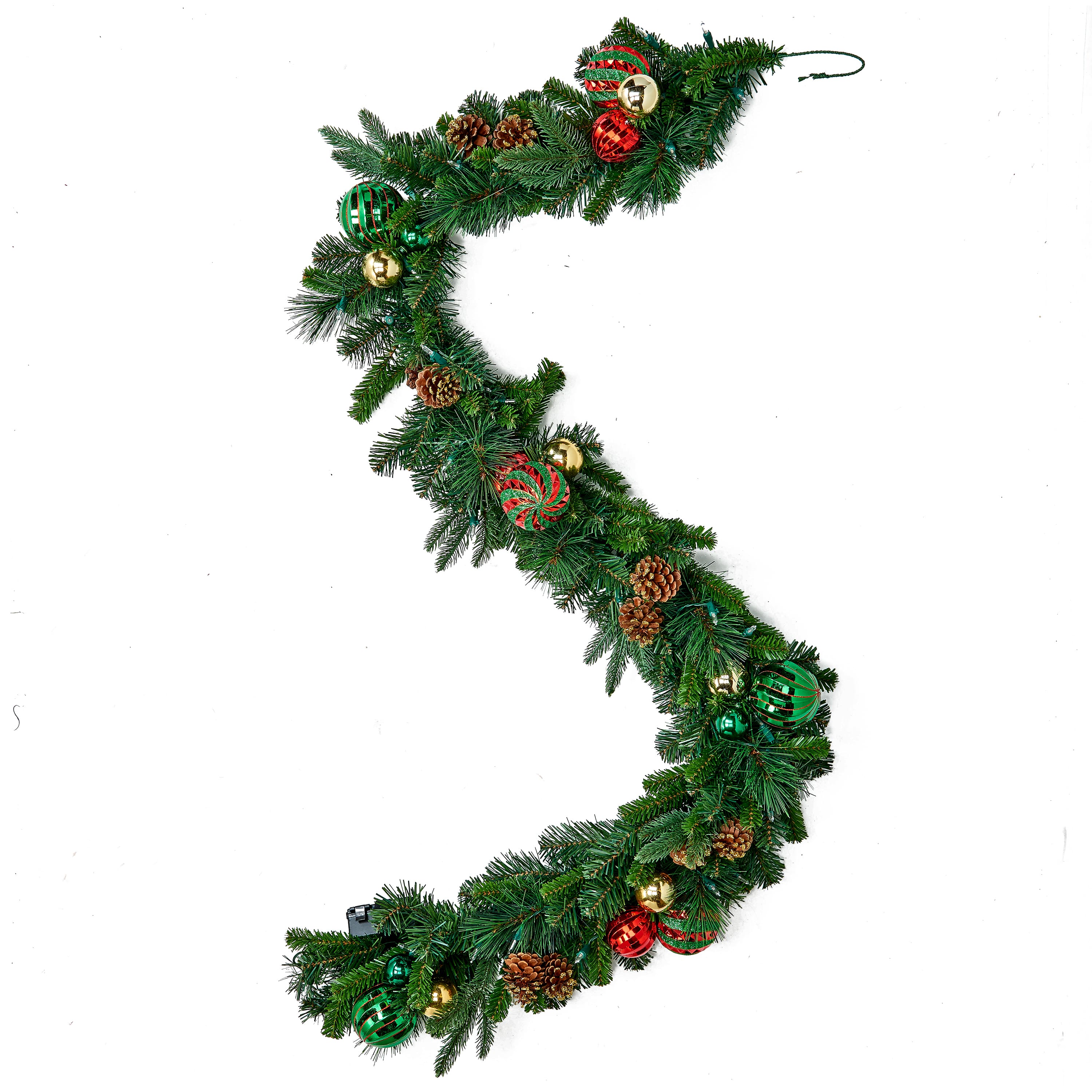72" Lighted Christmas Ball Decorated Garland with Timer